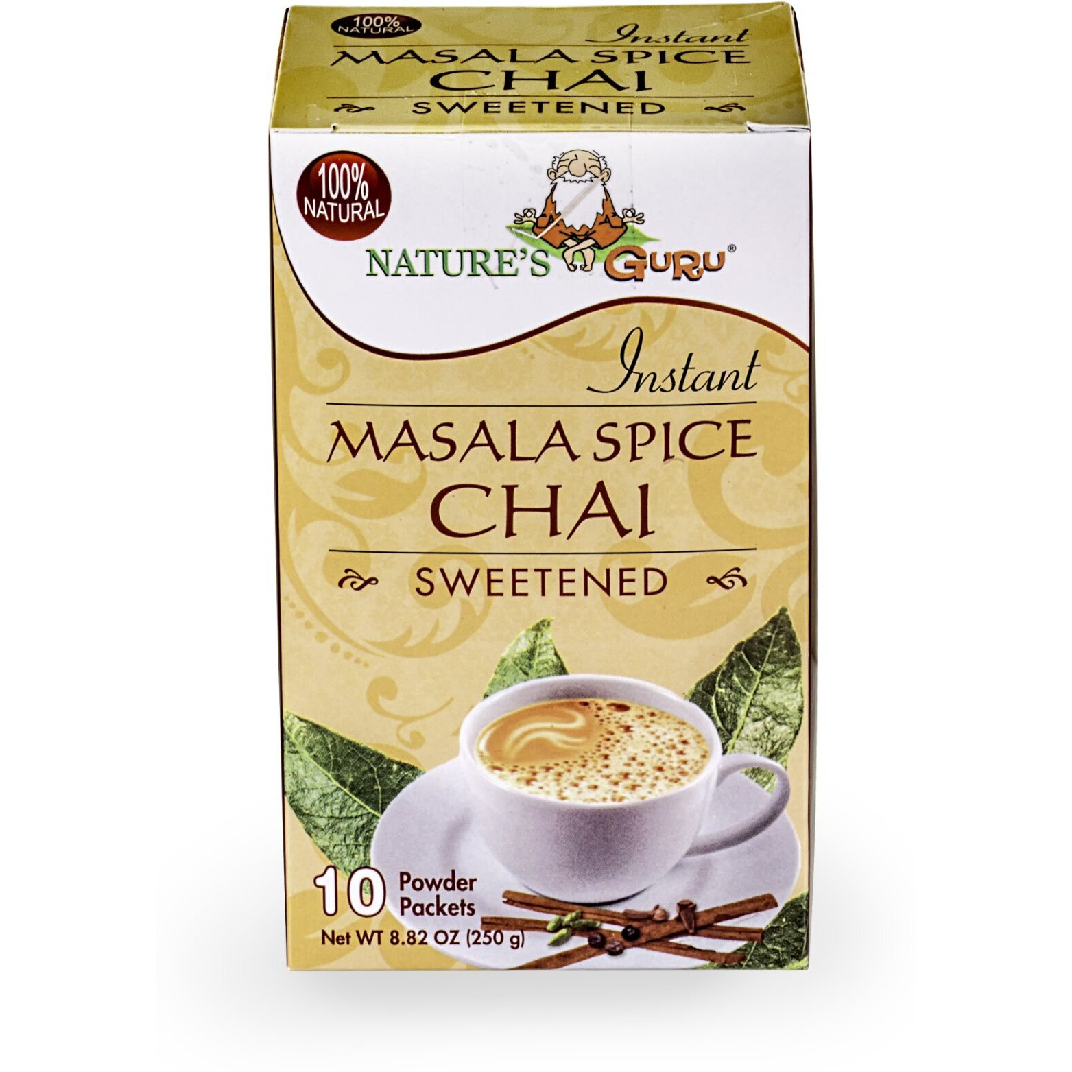Nature's Guru Instant Masala Spice Chai Tea Drink Mix Sweetened Single Serve On-The-Go Drink Packets, 10 Count (Pack Of 4)