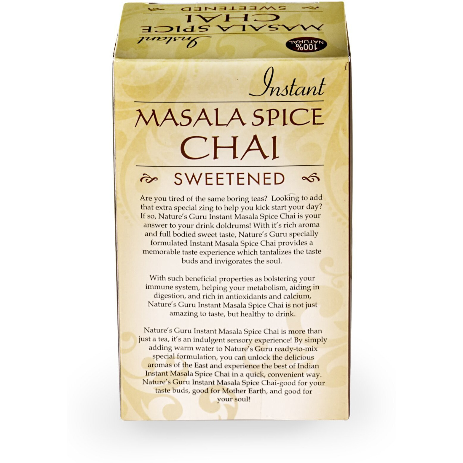 Nature's Guru Instant Masala Spice Chai Tea Drink Mix Sweetened Single Serve On-The-Go Drink Packets, 10 Count (Pack Of 4)