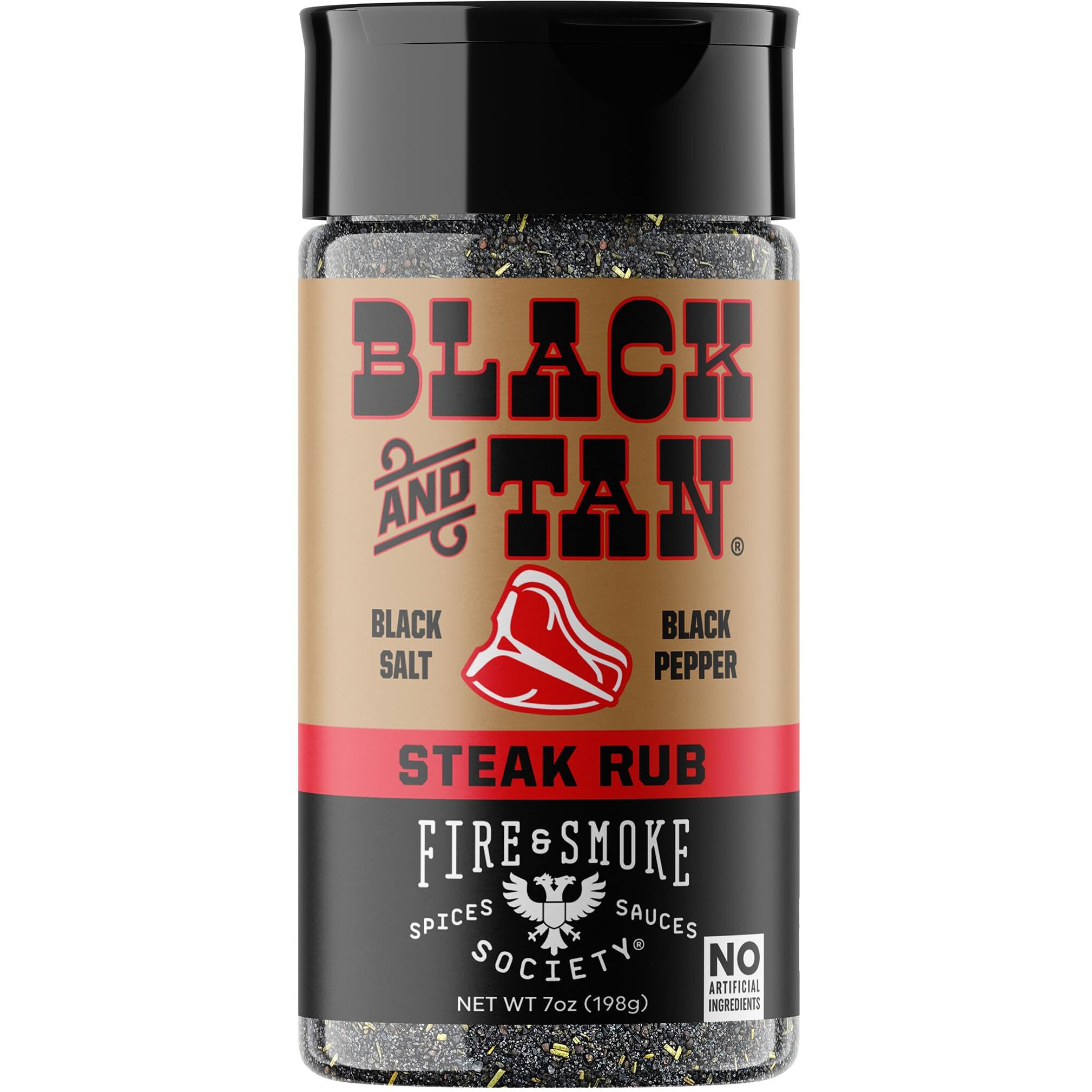 Fire & Smoke Society Black & Tan Steak Seasoning | Bbq Rubs, Steak Rub For Smoking And Grilling Meat | Steaks, Brisket, Burgers Dry Bbq Rubs And Spices | M 7 Oz