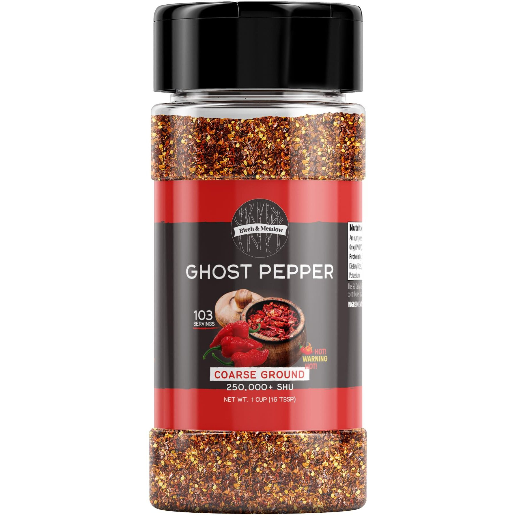 Birch & Meadow, Ghost Pepper Flakes, 250,000+ Shu, Extremely Hot Bhut Jolokia Chile Peppers (1.8 Ounce)