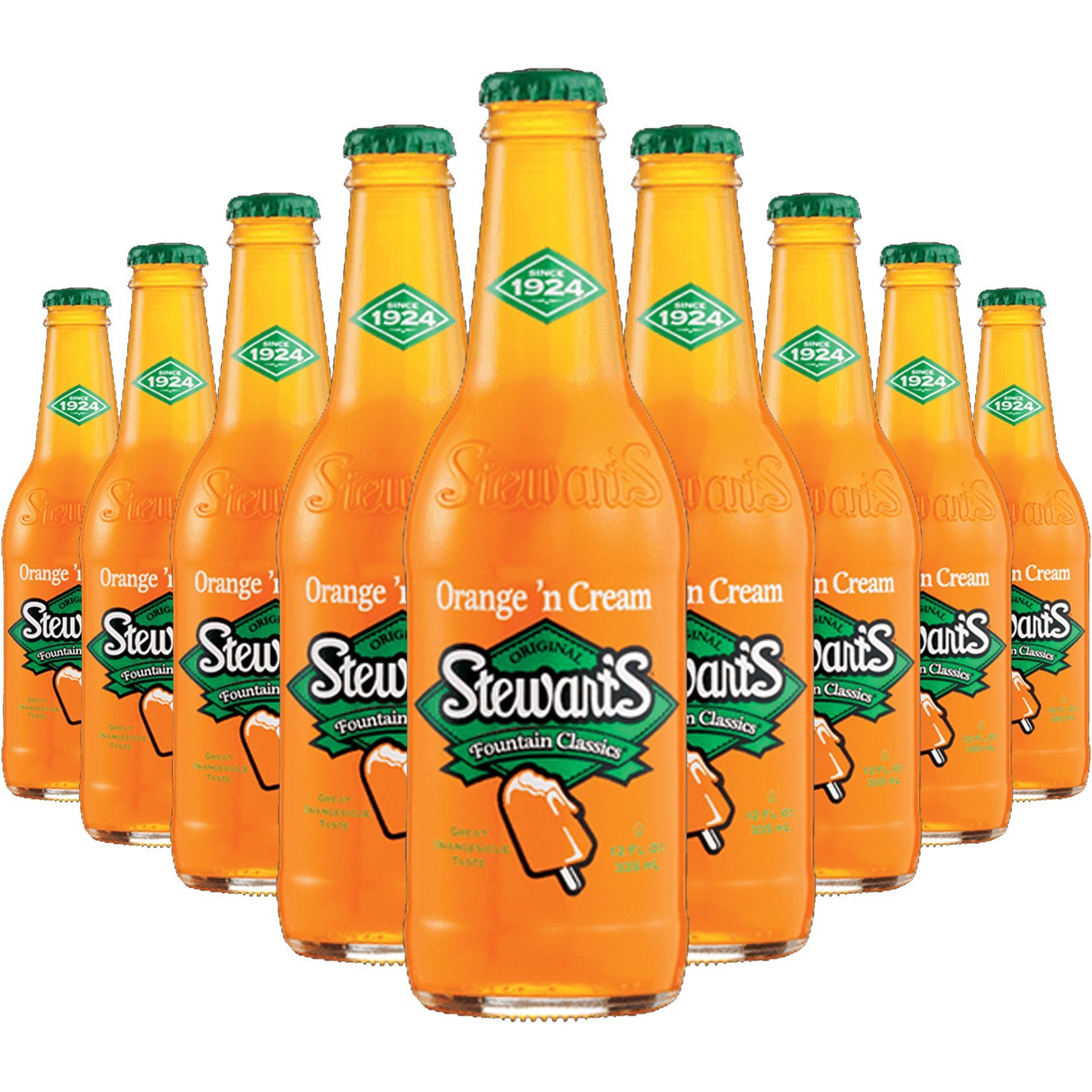 Stewart's Orange & Cream Soda, 12 Fl Oz (24 Glass Bottles)