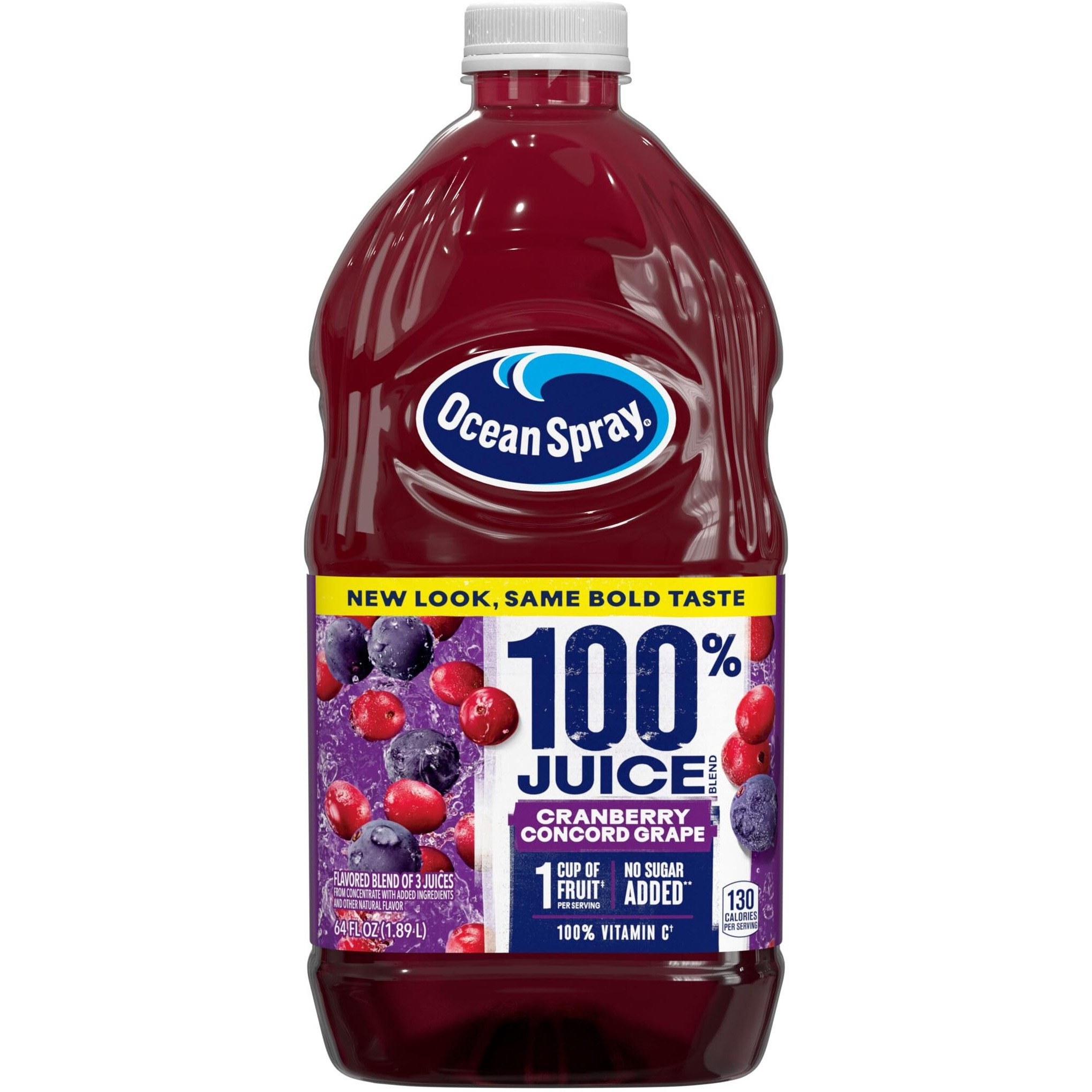 Ocean Spray 100% Juice Cranberry Grape Juice Blend, 64 Fl Oz Bottle (Pack Of 8)