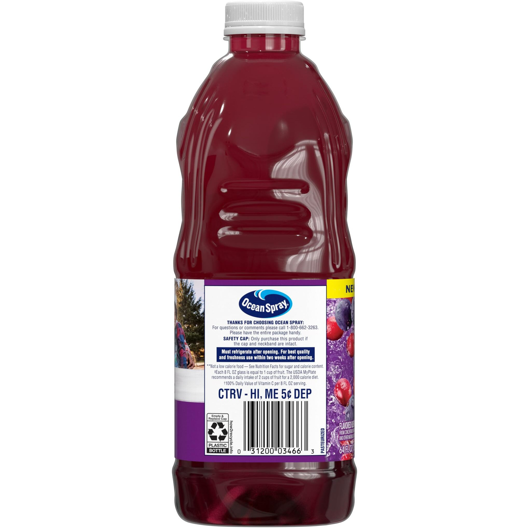 Ocean Spray 100% Juice Cranberry Grape Juice Blend, 64 Fl Oz Bottle (Pack Of 8)
