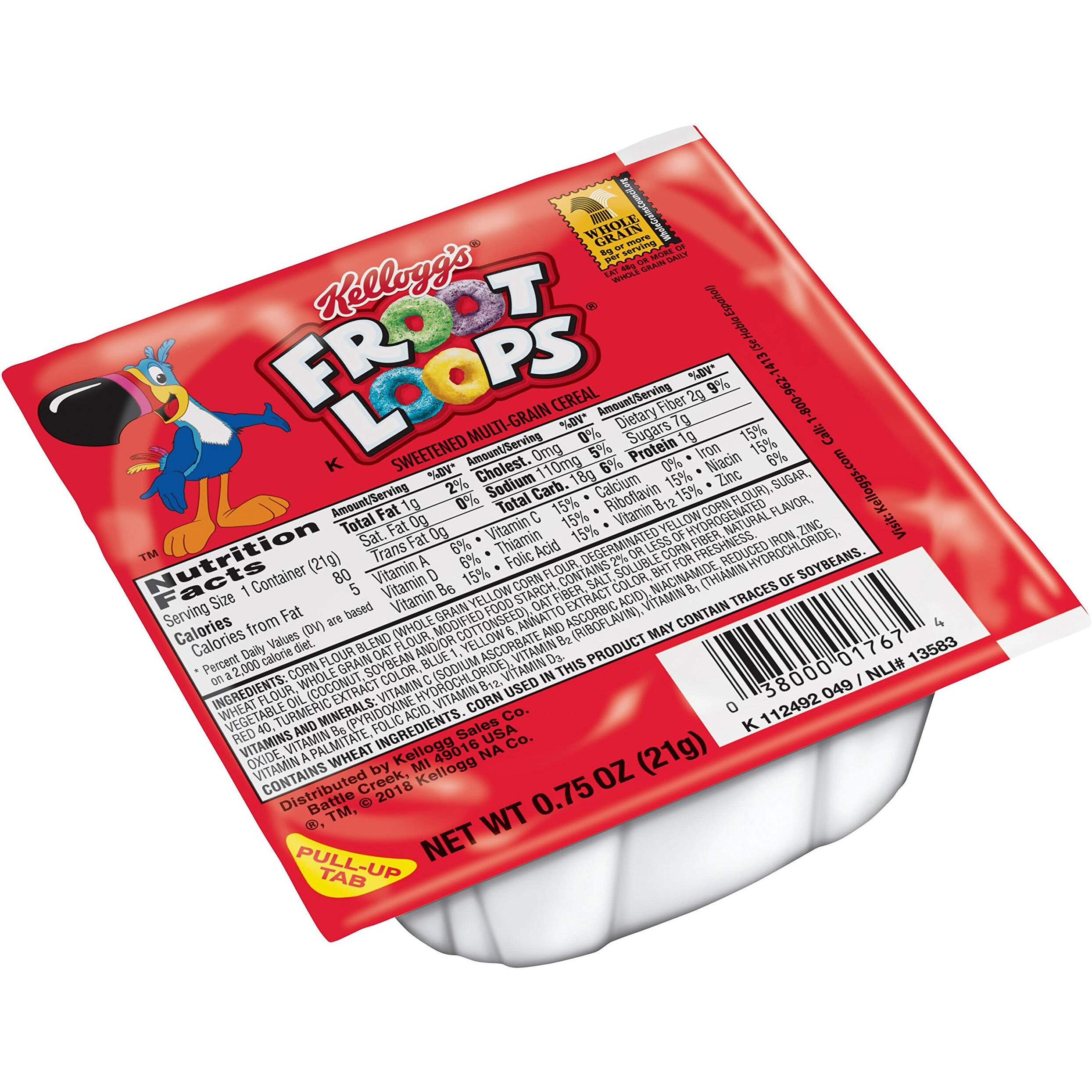 Kellogg's Froot Loops, Breakfast Cereal, Original, .75Oz (96 Count)