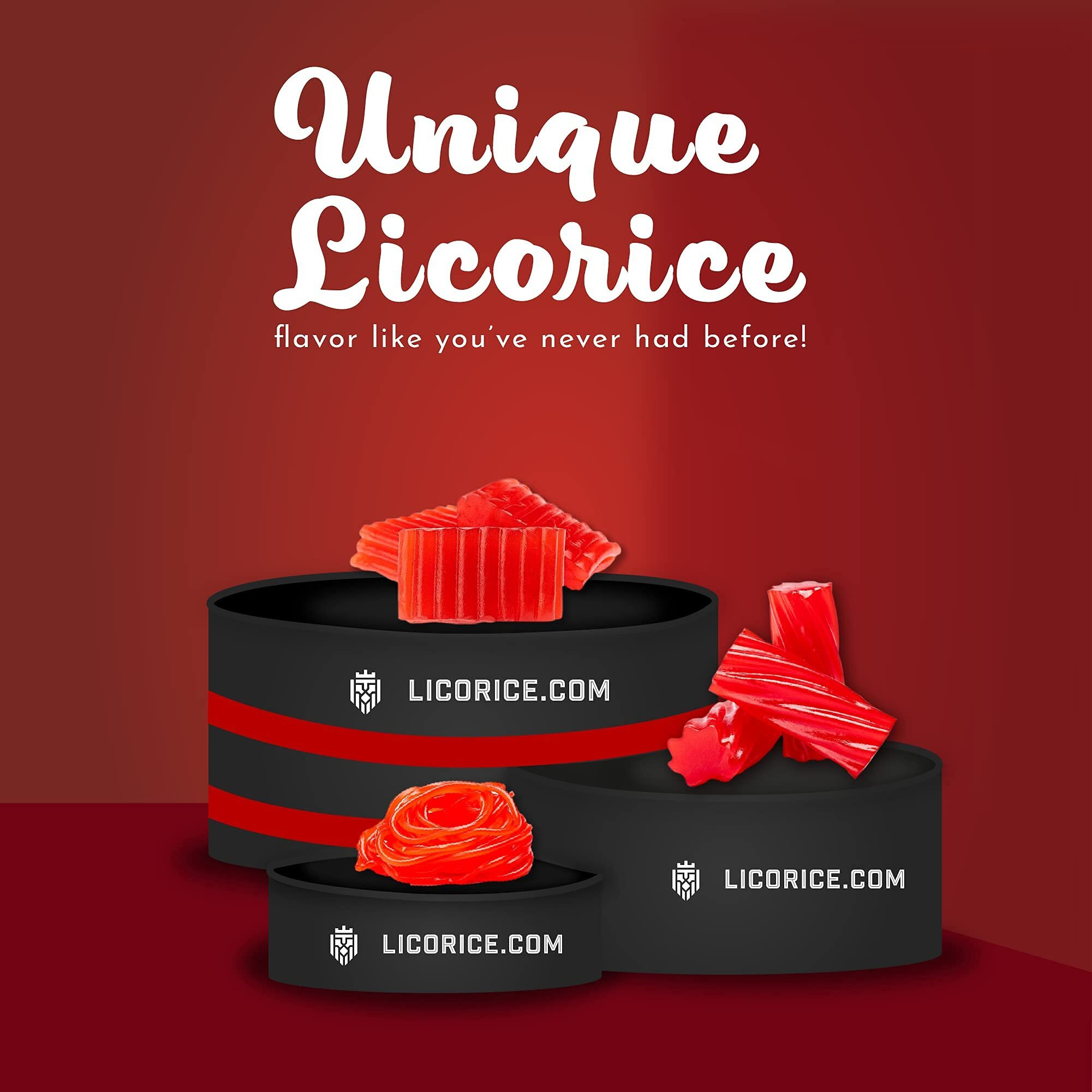 Licorice.Com Gourmet Assorted Red Licorice Gift Set - Australian Red, Strawberry Spirali, Strawberry Pillows (Pack Of 3)