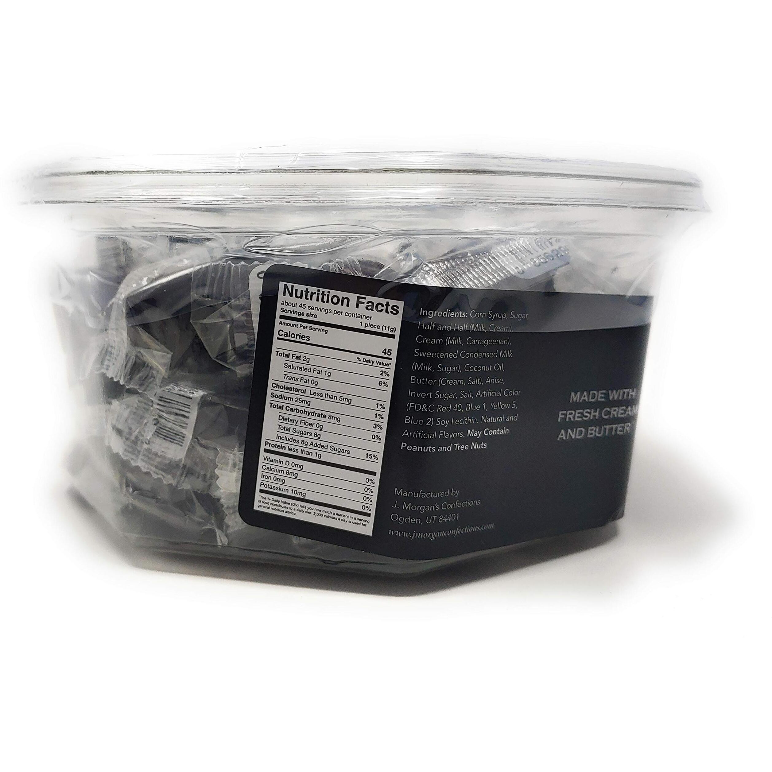 J Morgan Confections Heavenly Caramel | Licorice Flavor | 45 Count Tub | Gourmet Soft And Chewy Butter Caramel Candies | Hand-Crafted Golden Treats