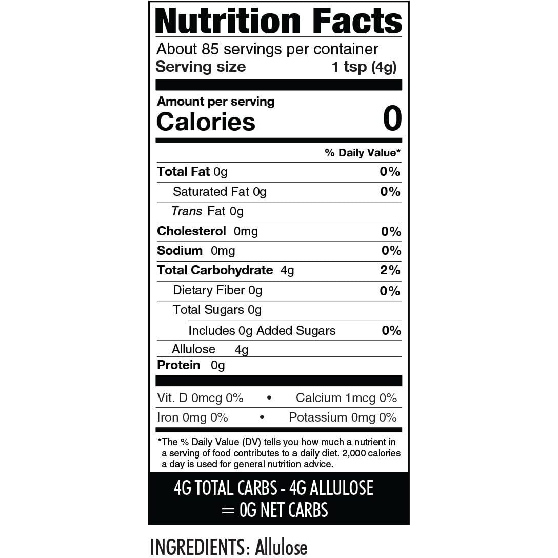 Wholesome Yum Allulose Sweetener - Natural Granulated Sugar Substitute - Keto, Non Gmo, Zero Carb, Zero Calorie, Sugar Free, No Aftertaste, Tummy Friendly - Granular Sugar Replacement (12 Oz)