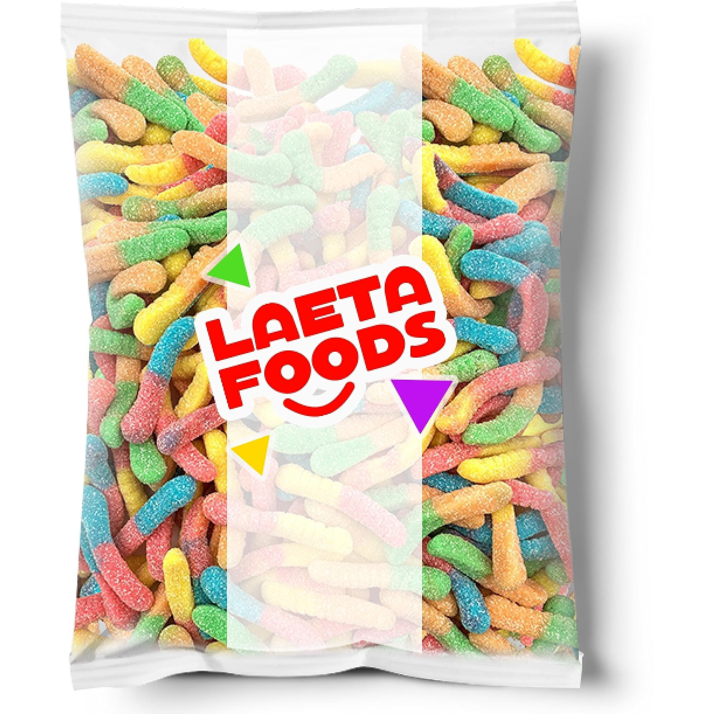 Sour Neon Gummy Worms Candy (1 Pound Bag)