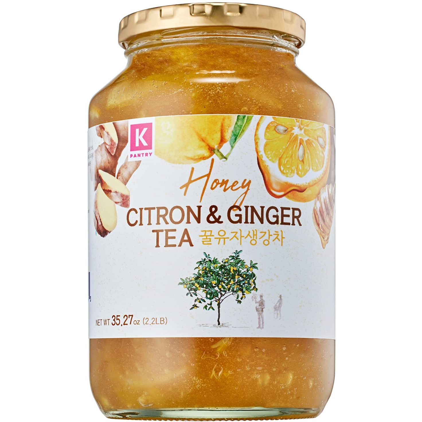 Kpantry Honey Citron & Ginger Tea - Korean Marmalade With Chemical-Free And Fresh Yuzu Citron 35.27 Oz 1 Pack - Ginger, And Sundry Honey, Citron Ginger Sauce For Salad, Spread, Jam, Honey Tea, Smoothie