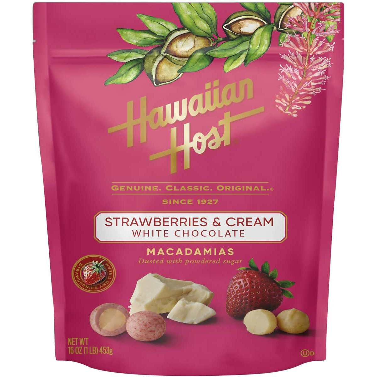 Hawaiian Host Paradise Collection - Strawberries & Cream White Chocolate Macadamia Nuts - 16 Oz Bag