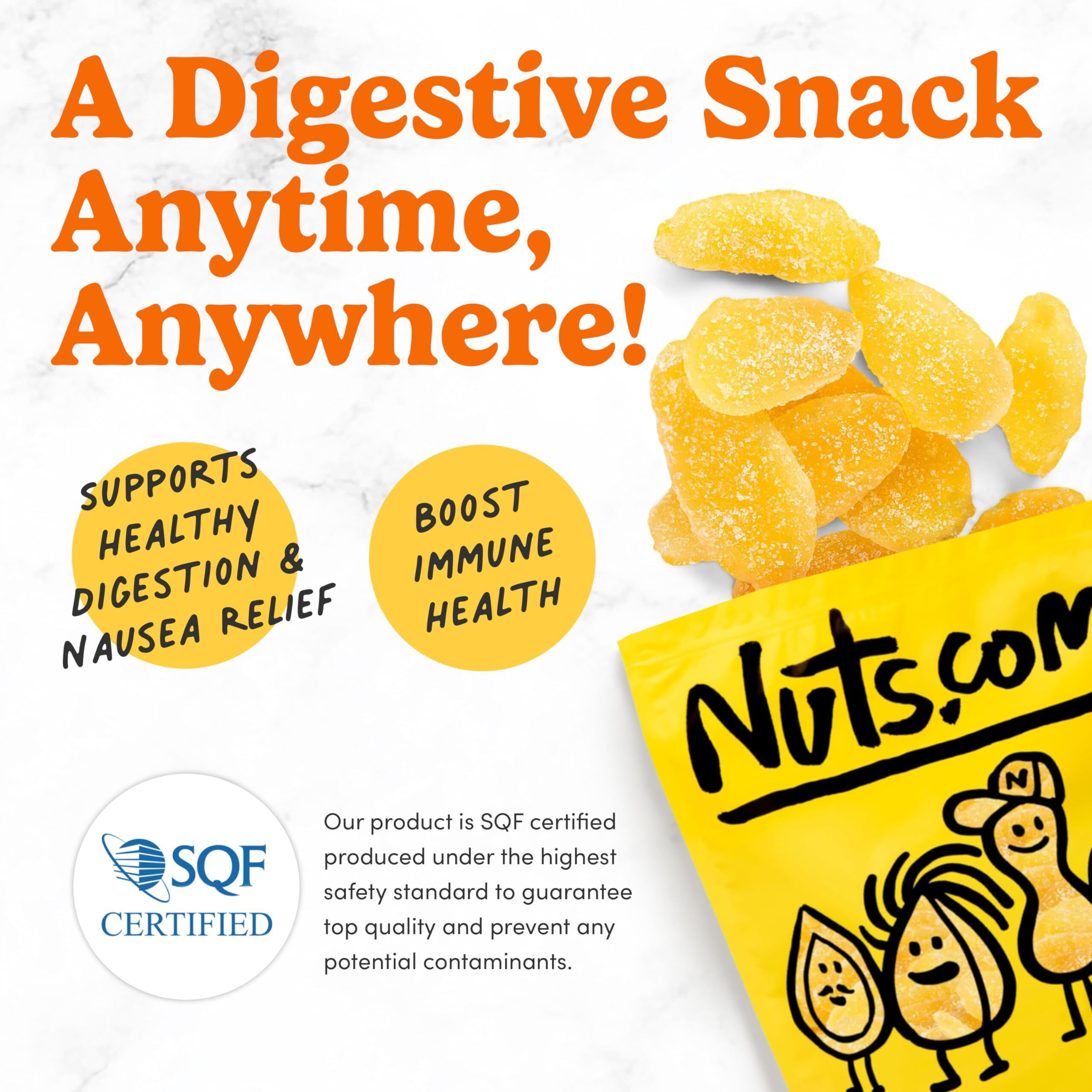 Nuts.Com Crystallized Ginger Pieces - Premium Crystallized Ginger Slices - Spicy & Sweet Candied Ginger Pieces - Dried Ginger Chunks, Root - Digestive Snack Crystalized Ginger Pieces (2 Lbs)