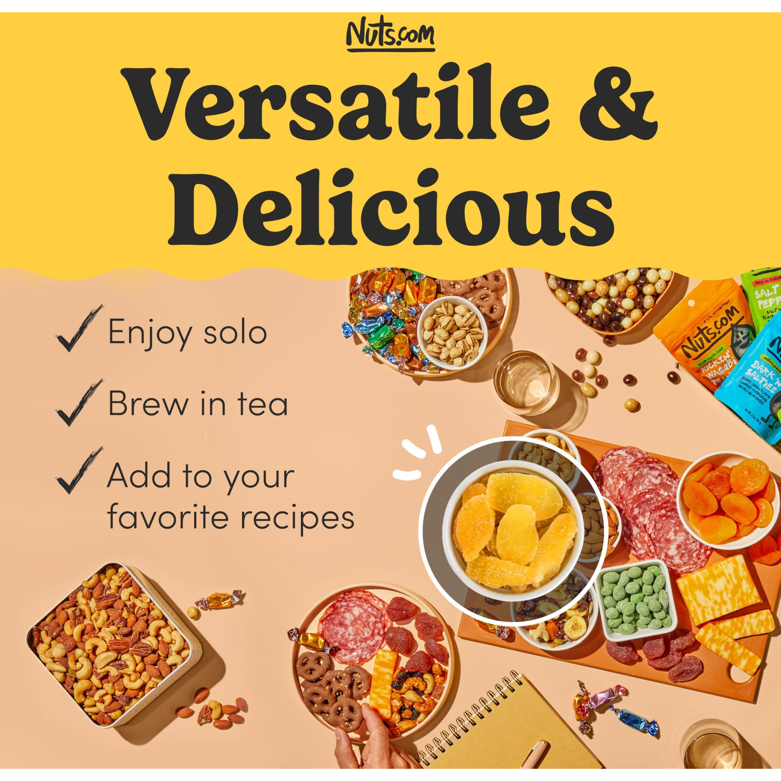 Nuts.Com Crystallized Ginger Pieces - Premium Crystallized Ginger Slices - Spicy & Sweet Candied Ginger Pieces - Dried Ginger Chunks, Root - Digestive Snack Crystalized Ginger Pieces (2 Lbs)