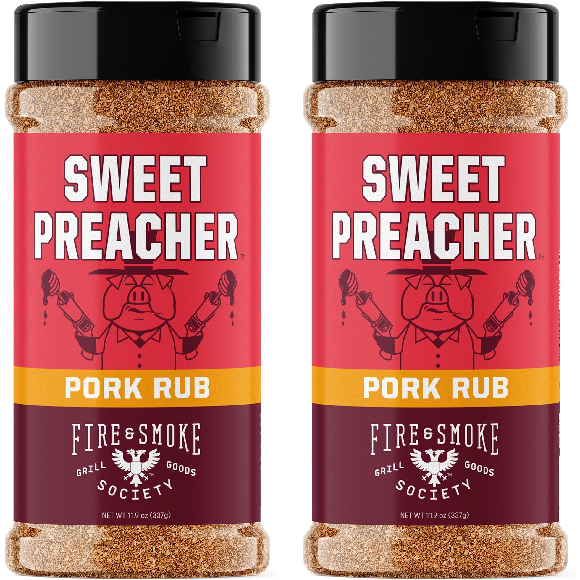 Fire & Smoke Society Sweet Preacher Bbq Pork Rub Seasoning For Smoking And Grilling Meat, Pulled Pork Ribs Chops, Poultry, Chicken, Beef, Dry Rubs And Spices, Brown Sugar, Red Spices & Herbs, 2-Pack