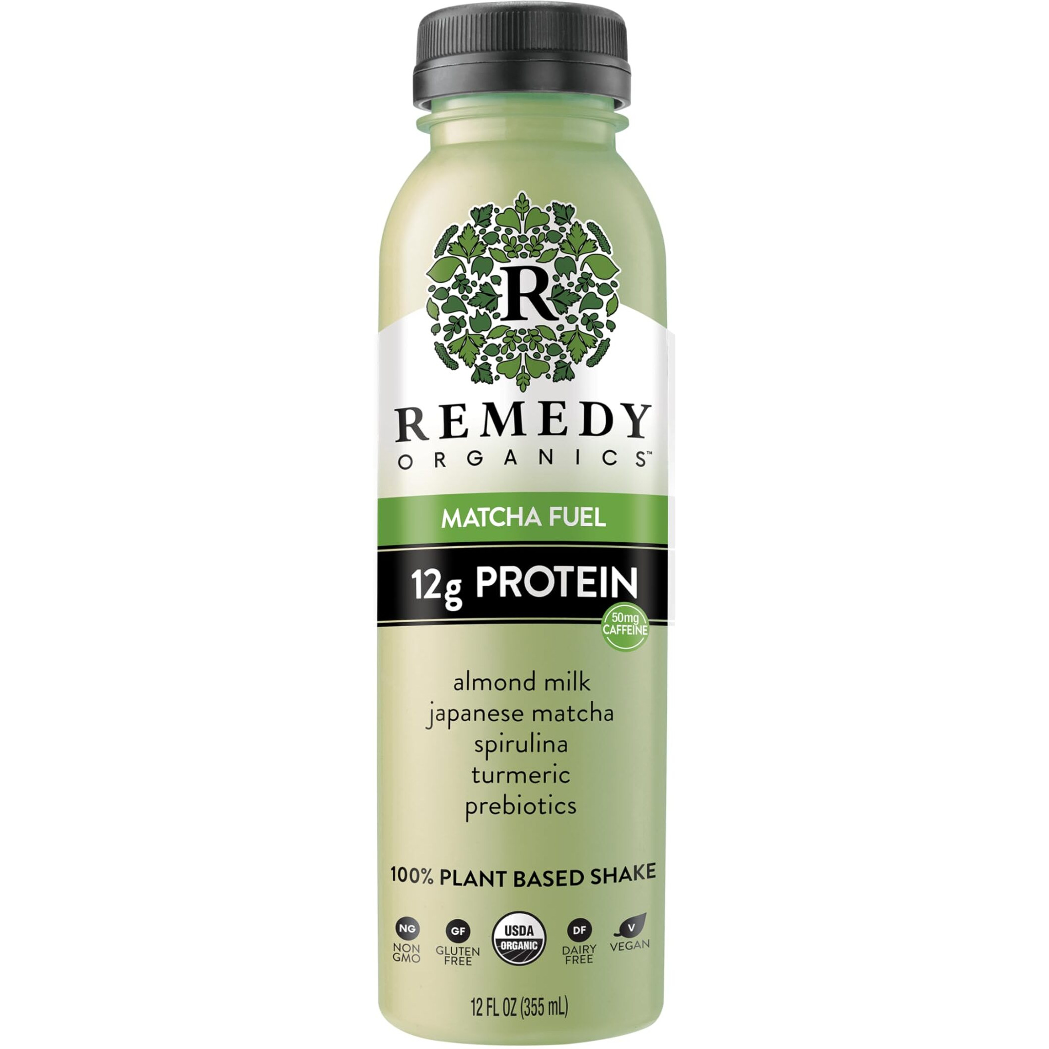 Remedy Organics Matcha Fuel 12-Pack | Plant Based Protein Shakes, Ready To Drink | Usda Organic, Gluten Free, Dairy Free, Soy Free