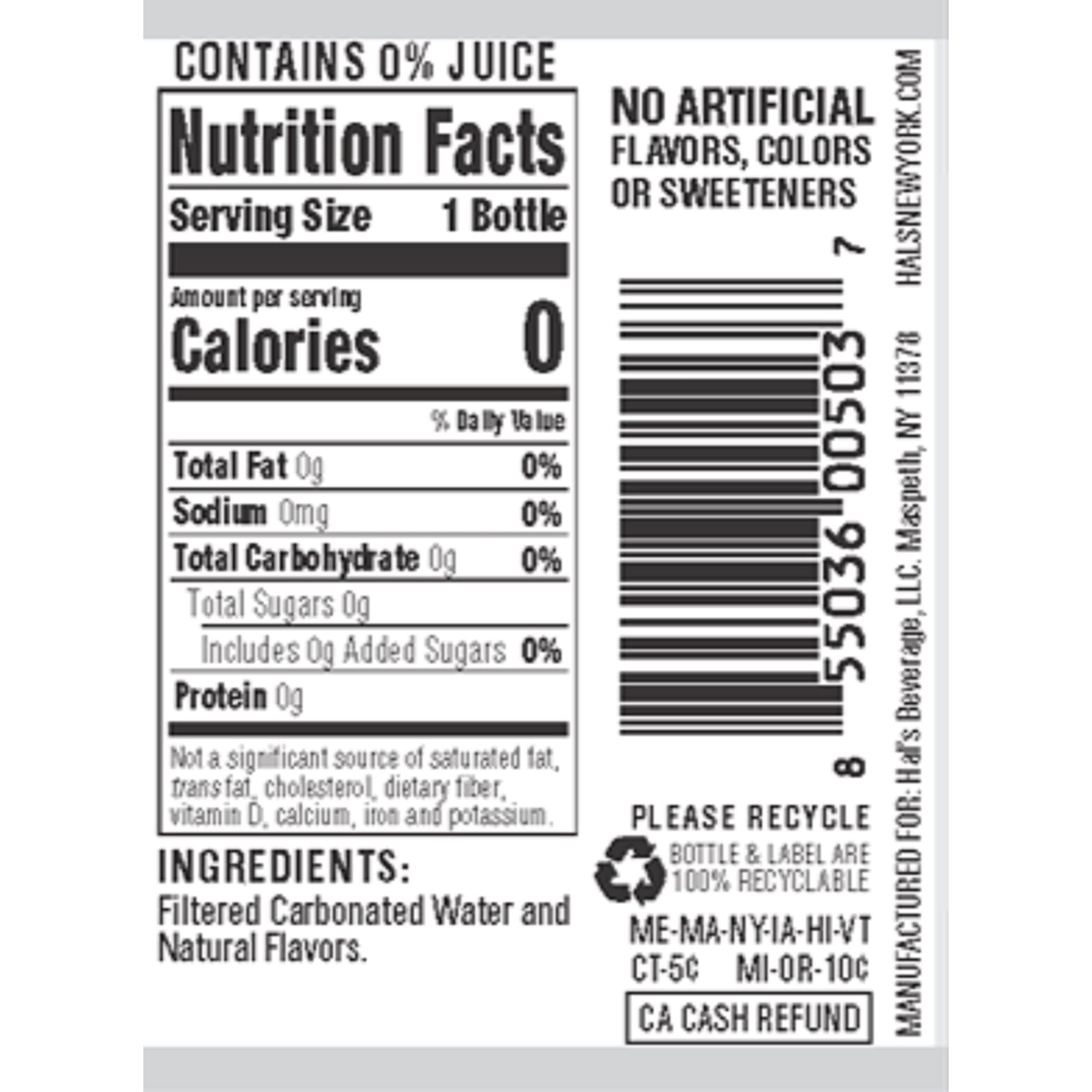 Hal's New York Seltzer Carbonated Black Cherry Flavored Sparkling Water, Zero Sugar, Zero Calorie, Zero Carbs, 20 Fl Oz (Pack Of 24)