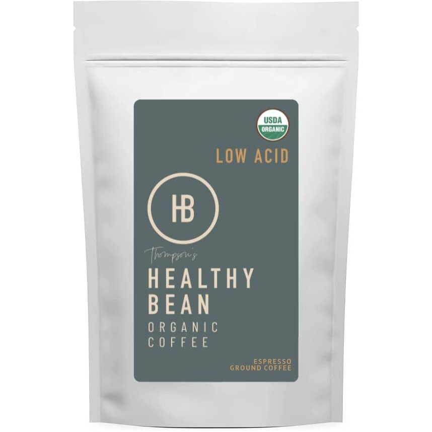 Healthy Bean Coffee - Organic Espresso Ground Coffee - Low Acid Coffee Grounds, Strong, Rich Flavor Clean Coffee, Healthy Coffee - Usda Ground Coffee Dark Roast, Mycotoxin Free Coffee, 11Oz