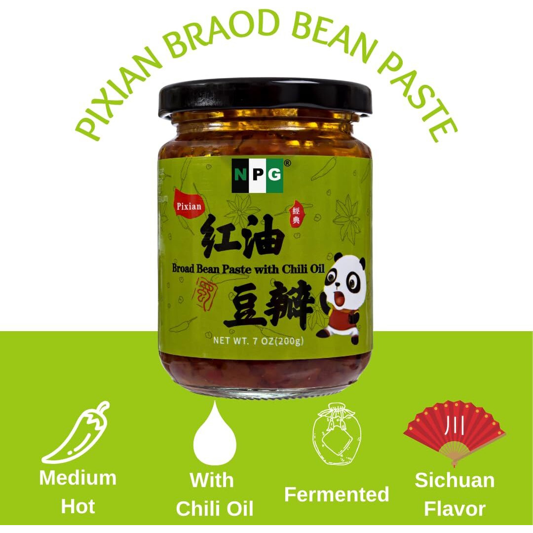 Npg Premium Sichuan Pixian Broad Bean Chili Paste With Red Chili Oil 7 Oz, Salty Fermented Hongyou Doubanjiang, Authentic Ingredient For Hotpots, Mapo Tofu, And Flavorful Sichuan Cuisine