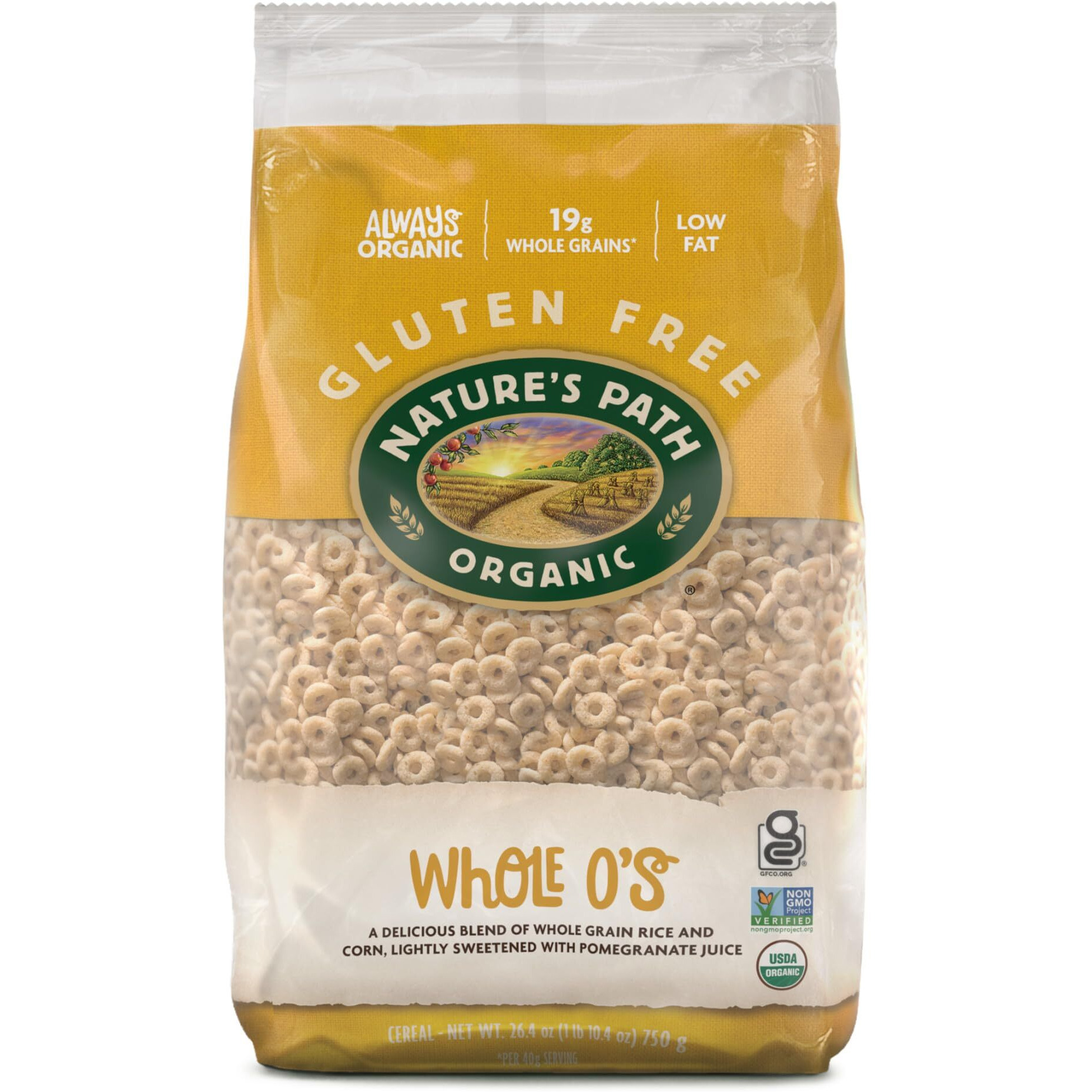 Nature's Path Organic Gluten Free Whole O's Cereal, 1 Lb 10.4 Oz Earth Friendly Package (Pack Of 6), Non-Gmo, 19G Whole Grains, Low Fat