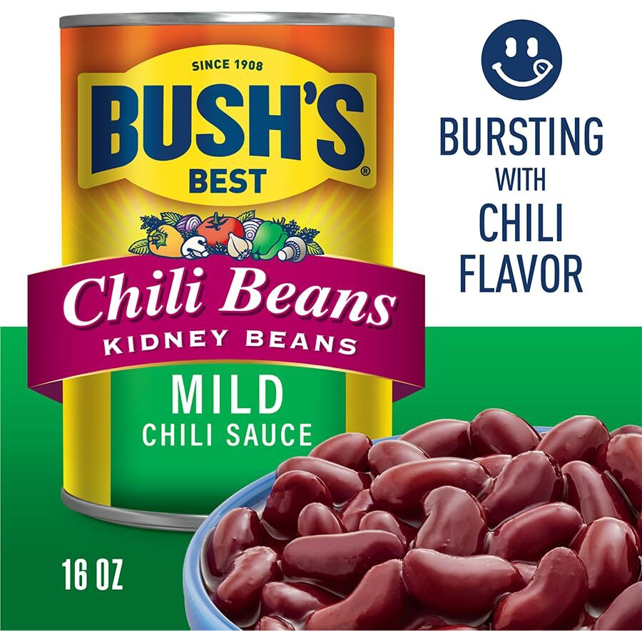 Bush's Best 16 Oz Canned Kidney Chili Bean/Mild, Source Of Plant Based Protein And Fiber, Low Fat, Gluten Free, (Pack Of 12)