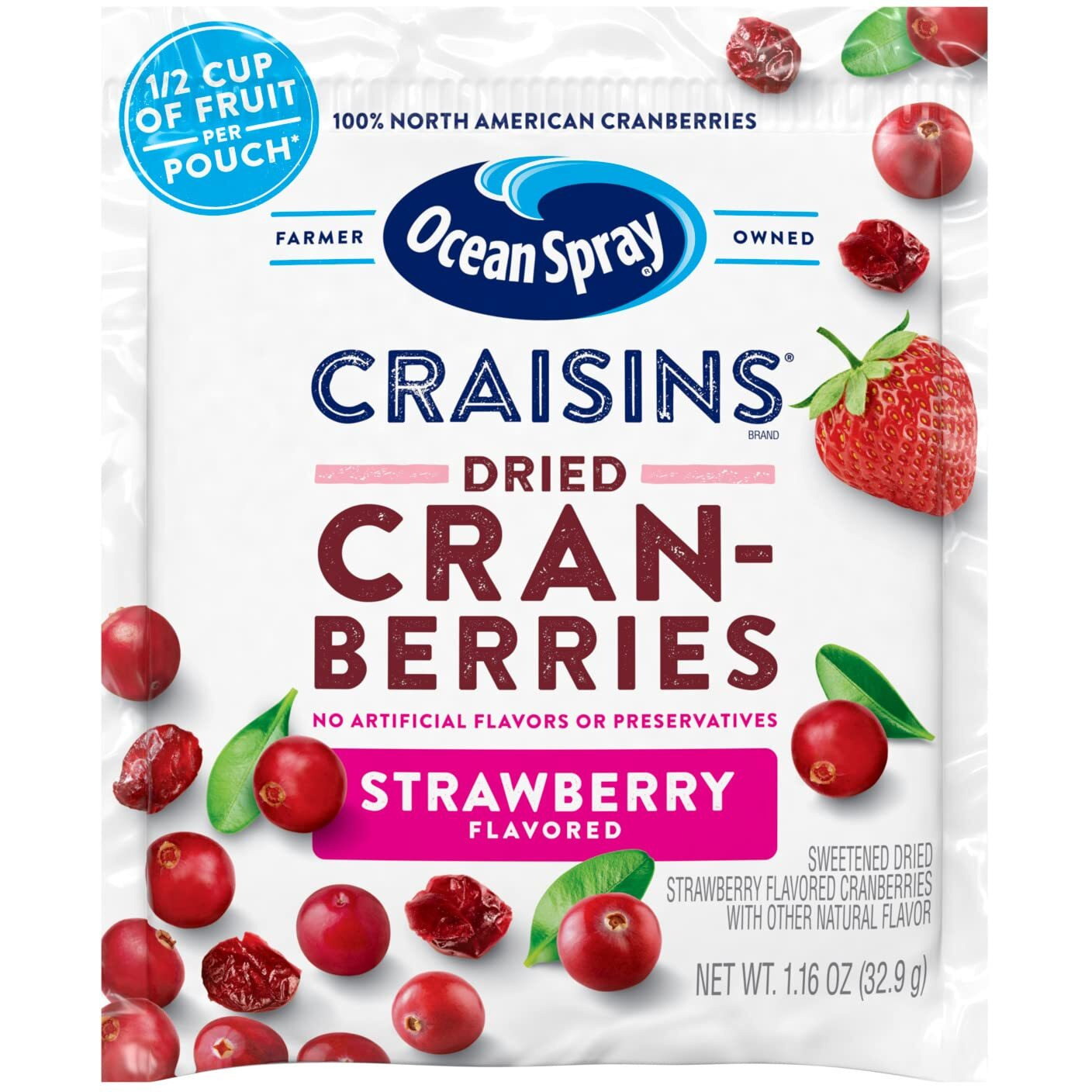 Ocean Spray Craisins Dried Cranberries, Strawberry, 1.16 Ounce (Pack Of 200)