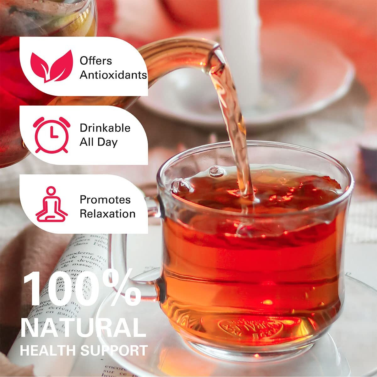 Wt Weetee Organic Decaf Black Tea Bags, Usda Organic Black Tea 100 Count | Smooth & Mild Taste | Co2-Decaffeinated | Resealable Kraft Bag