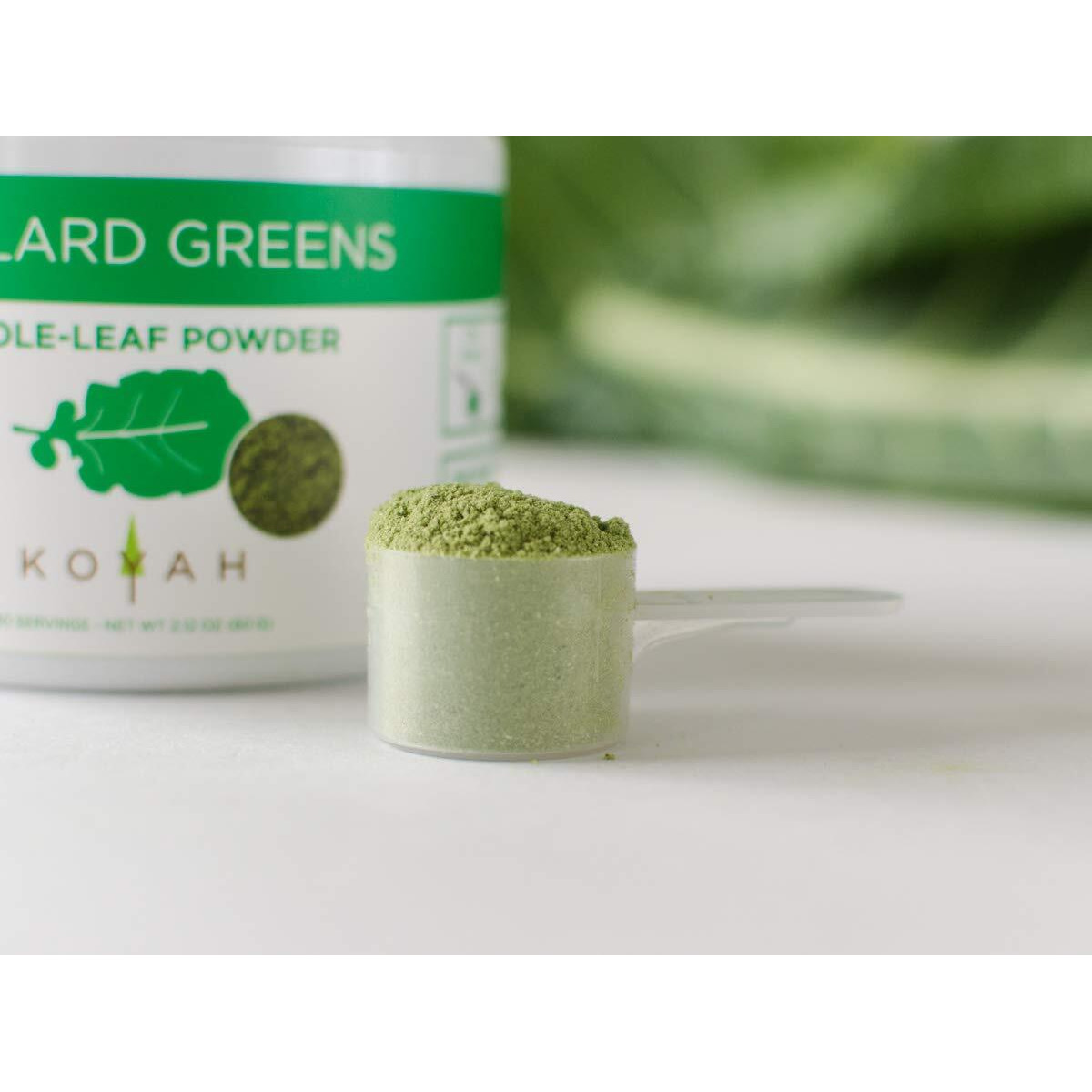 Koyah - Organic Usa Grown Collard Greens Powder (Equivalent To 15 Cups Fresh) Freeze-Dried, Whole-Leaf Powder