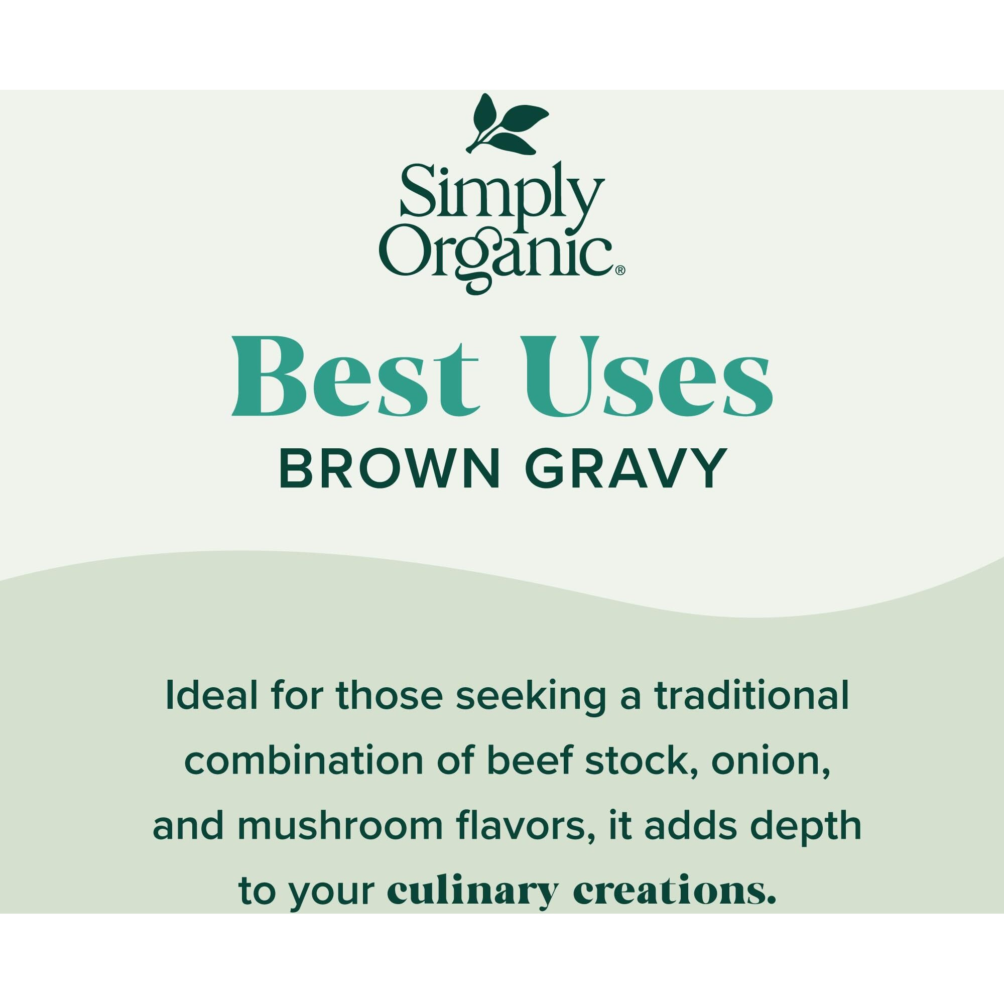 Simply Organic Brown Gravy Seasoning Mix, 1-Ounce 12 Pack, Old Fashioned Brown Gravy With Beef Stock, Onion & Mushroom Flavors