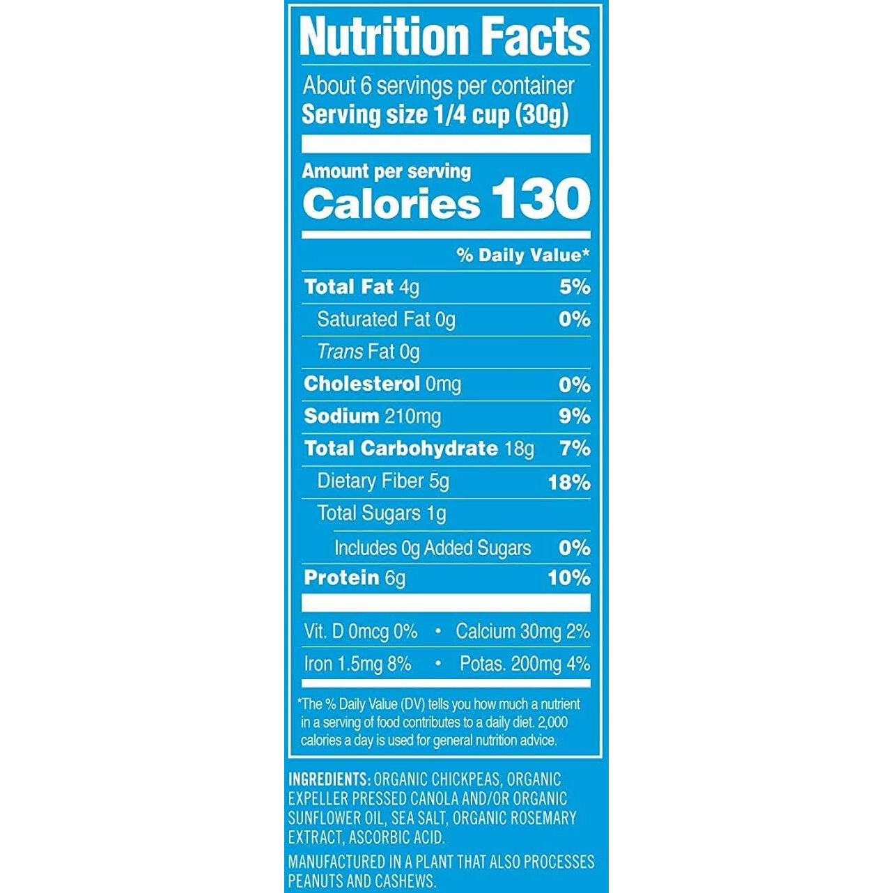 Saffron Road Organic Sea Salt Crunchy Roasted Chickpea Snacks- 5.4Oz 6-Pack, Gluten Free, Non-Gmo, Vegan Dried Crispy Chickpeas With Protein, Fiber