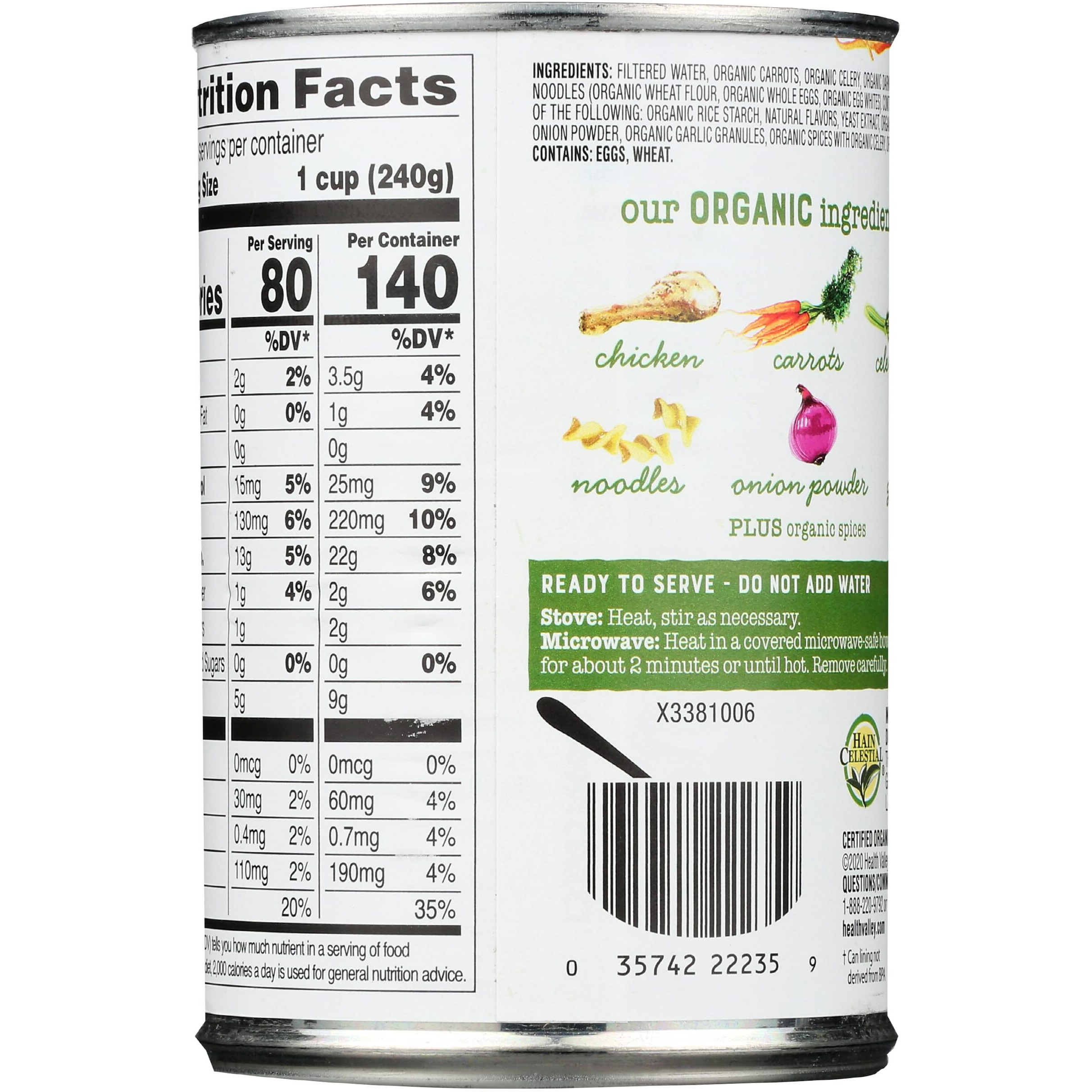 Health Valley Organic Chicken Noodle Soup, No Salt, 14.5 Oz