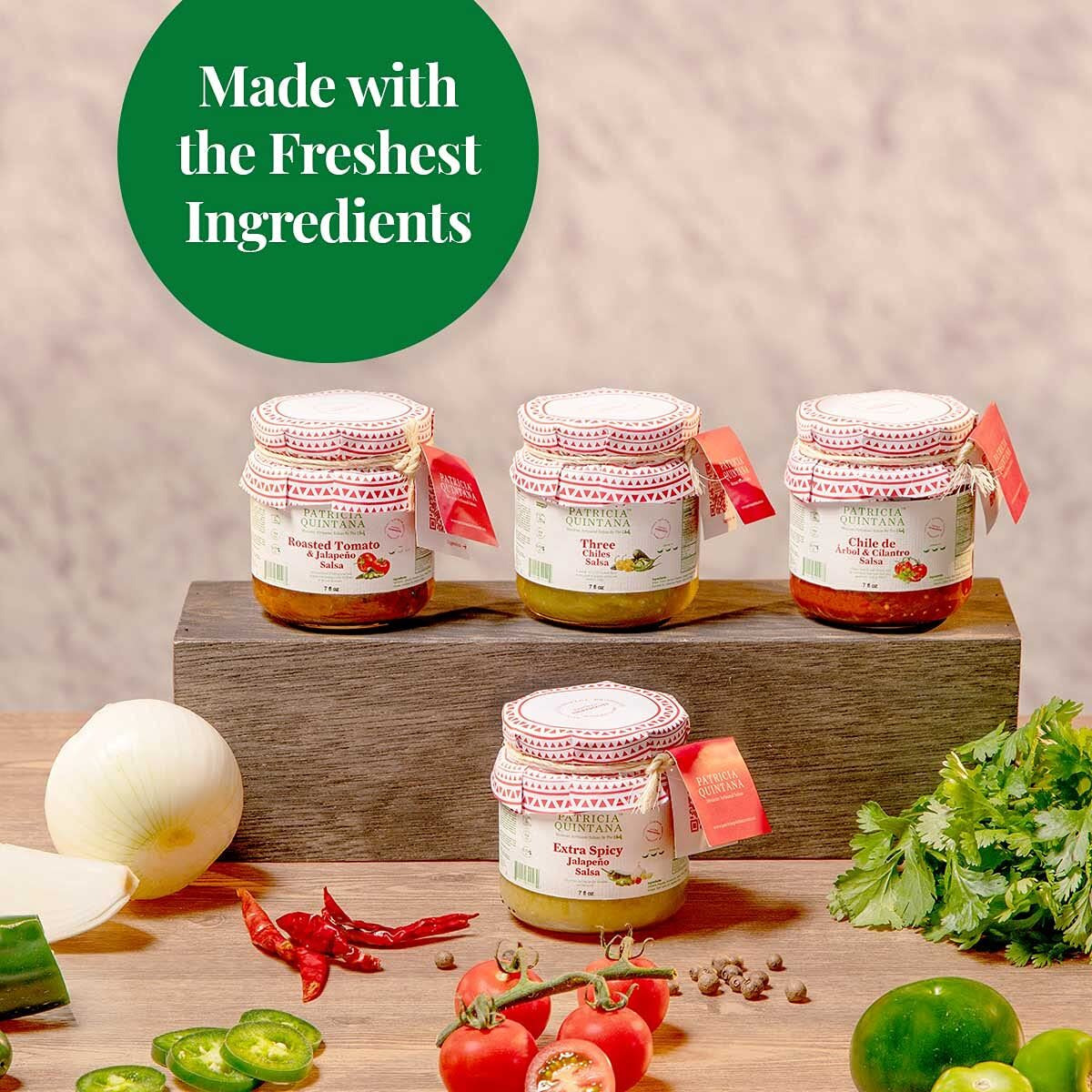 Patricia Quintana Authentic Mexican Salsa Sampler Pack - Enjoy Roasted Tomato & Jalapeo Salsa, Extra Spicy Jalapeo Salsa, Chile De   Rbol & Cilantro Salsa, And Three Chiles Salsa (4 Bottles)
