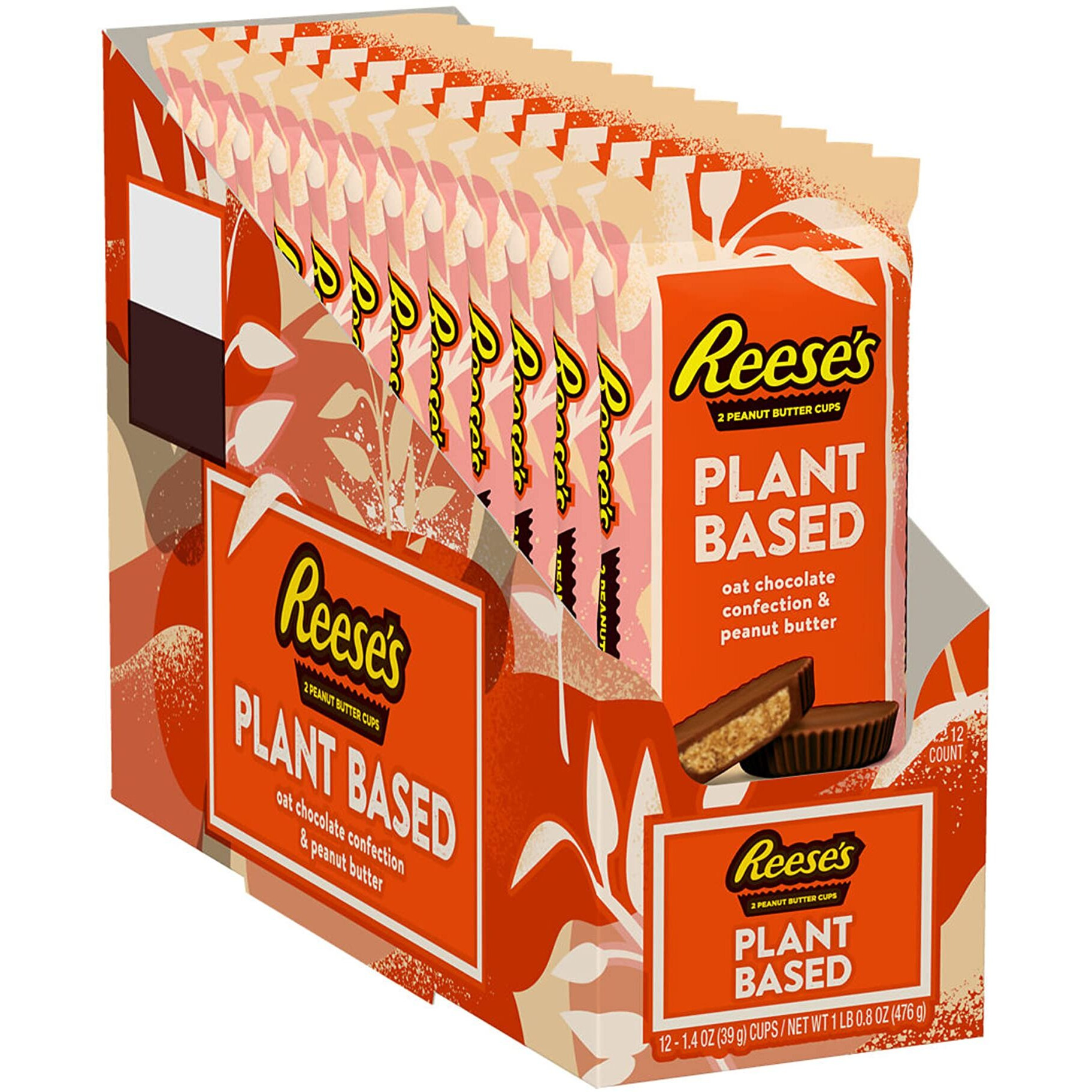 Reese's Plant Based Oat Chocolate Confection Peanut Butter Cups, Candy Packs, 1.4 Oz (12 Count)