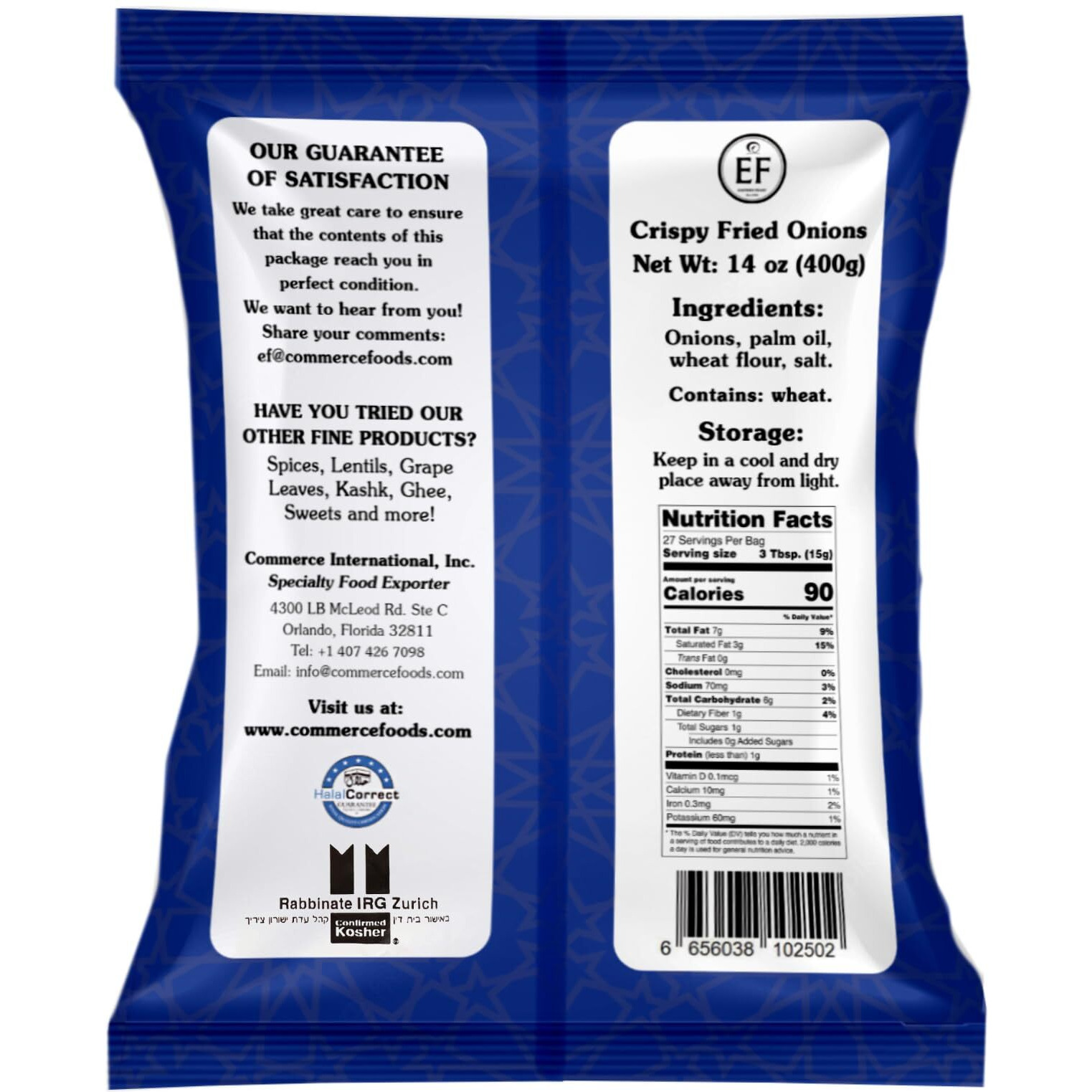 Ef - Crispy Fried Onions (2 Pack) 14 Oz Each, Kosher, Halal, Product Of Netherlands