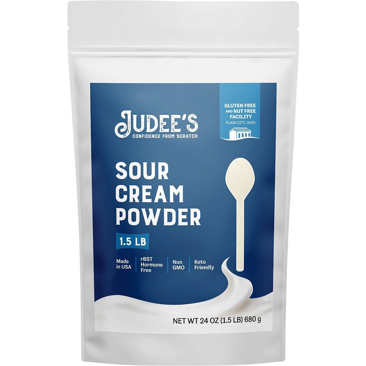 Judee's Sour Cream Powder 0.68Kg (1.5 Lb) - Made From Real Sour Cream, Non Gmo, Rbst Hormone Free, Made In Usa, Keto Friendly,- Dedicated Gluten & Nut Free Facility
