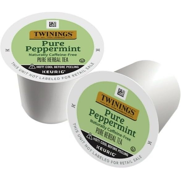 Twinings Pure Peppermint Tea Single Serve K-Cup Pods For Keurig, Naturally Caffeine Free, Made With 100% Pure Peppermint, 72 Count, Enjoy Hot Or Iced