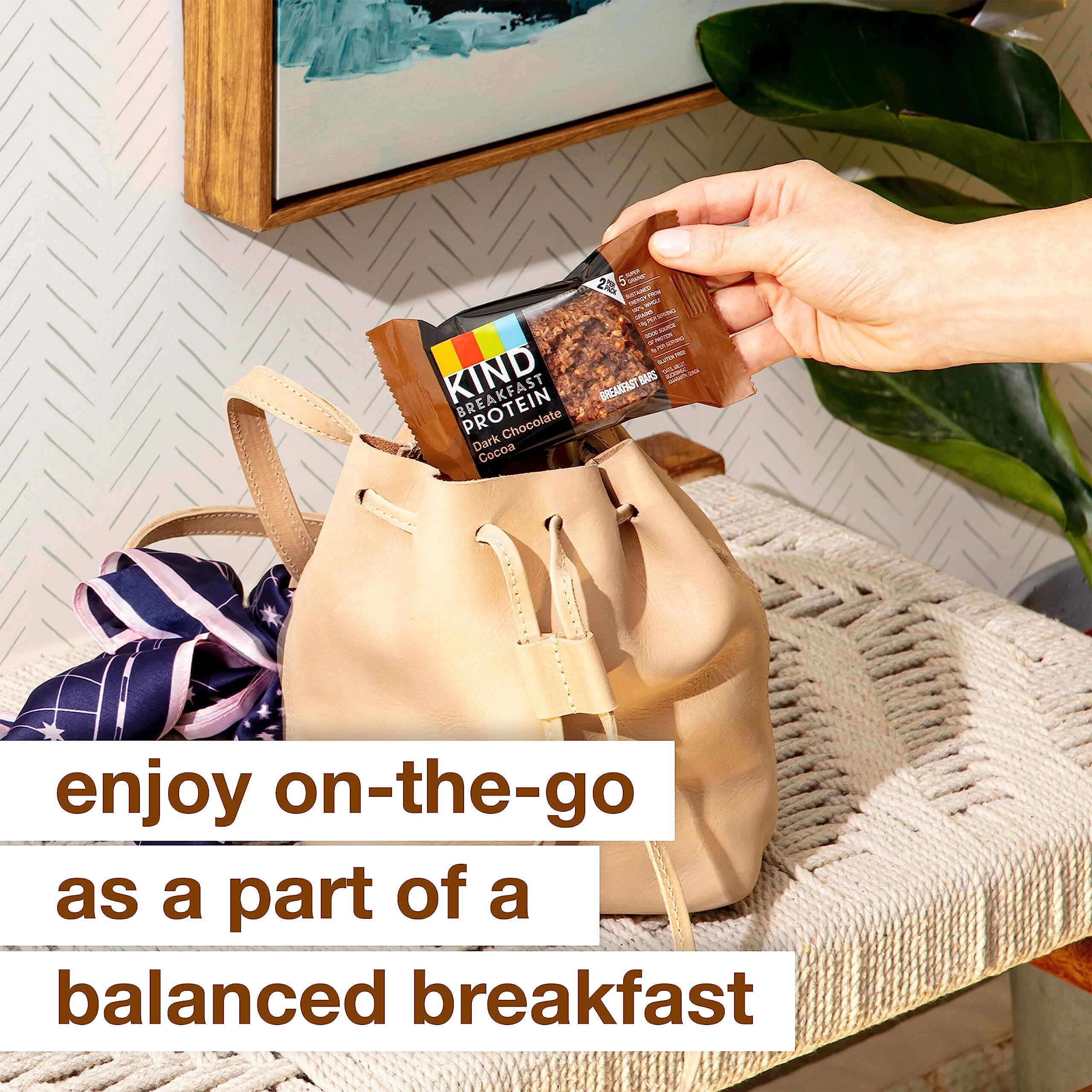 Kind Breakfast, Healthy Snack Bar, Dark Chocolate Cocoa, Gluten Free Breakfast Bars, 8G Protein, 1.76 Oz Packs (30 Count)
