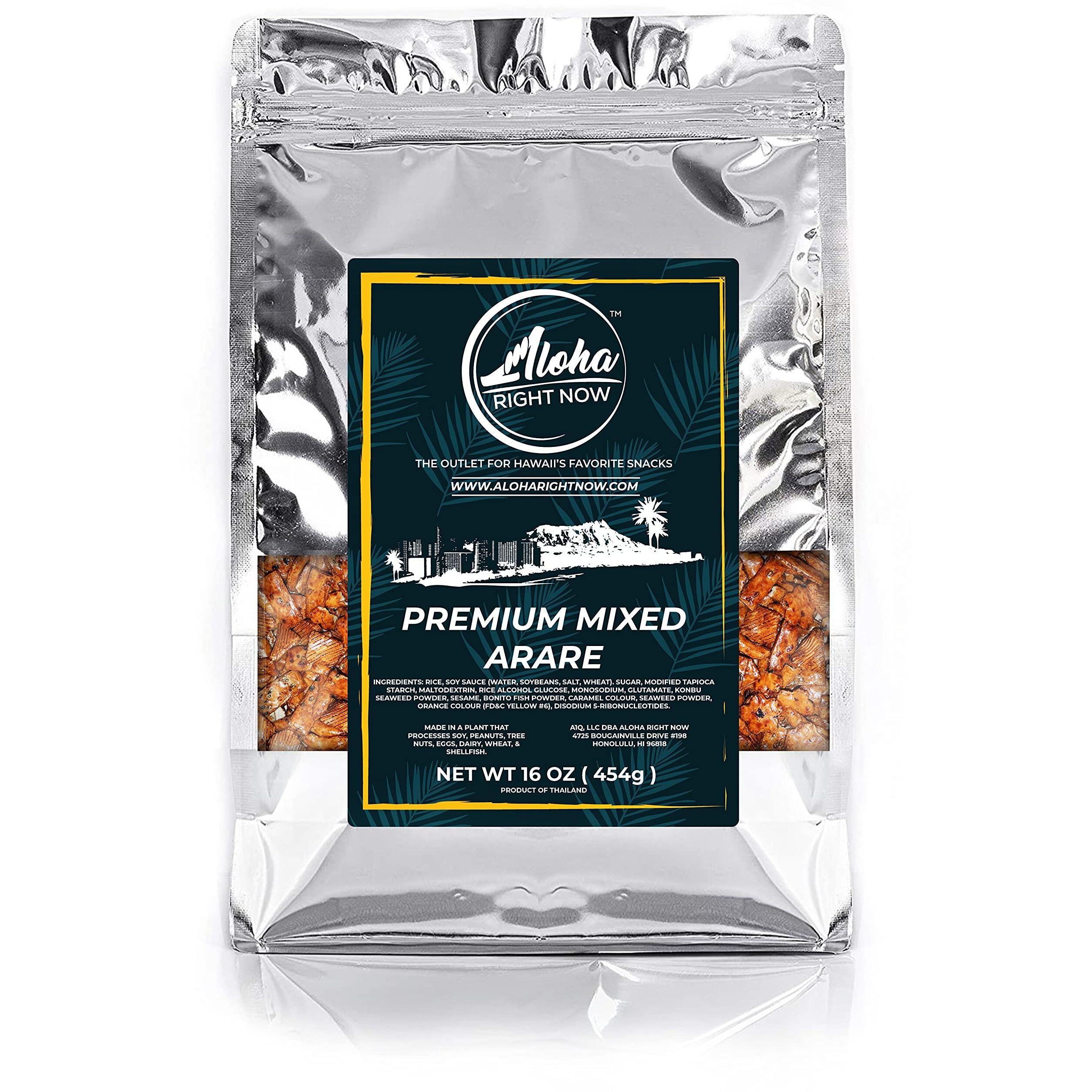 Aloha Right Now Premium Mixed Arare Rice Crackers Mochi Crunch Japanese Hawaiian Style Asian Snack Mix 1Lb 16Oz
