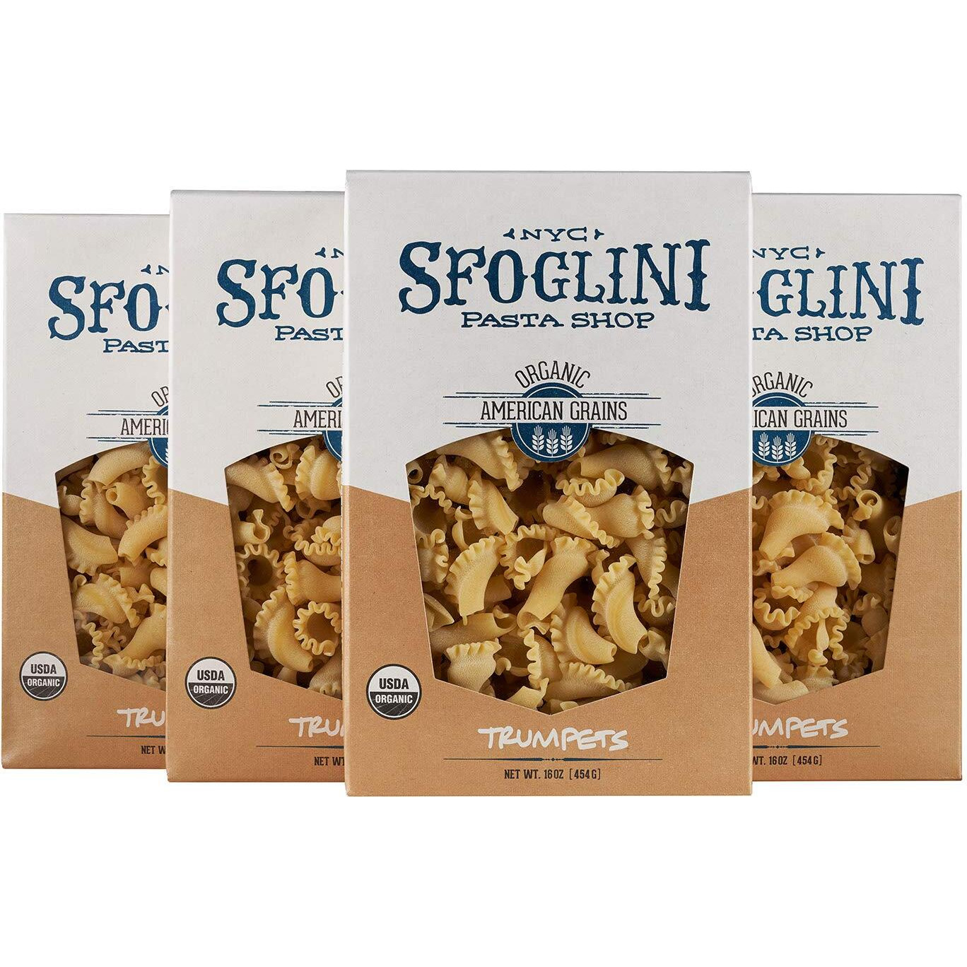 Sfoglini Organic Durum Semolina Trumpets Pasta, 16 Ounce,(Pack Of 4)