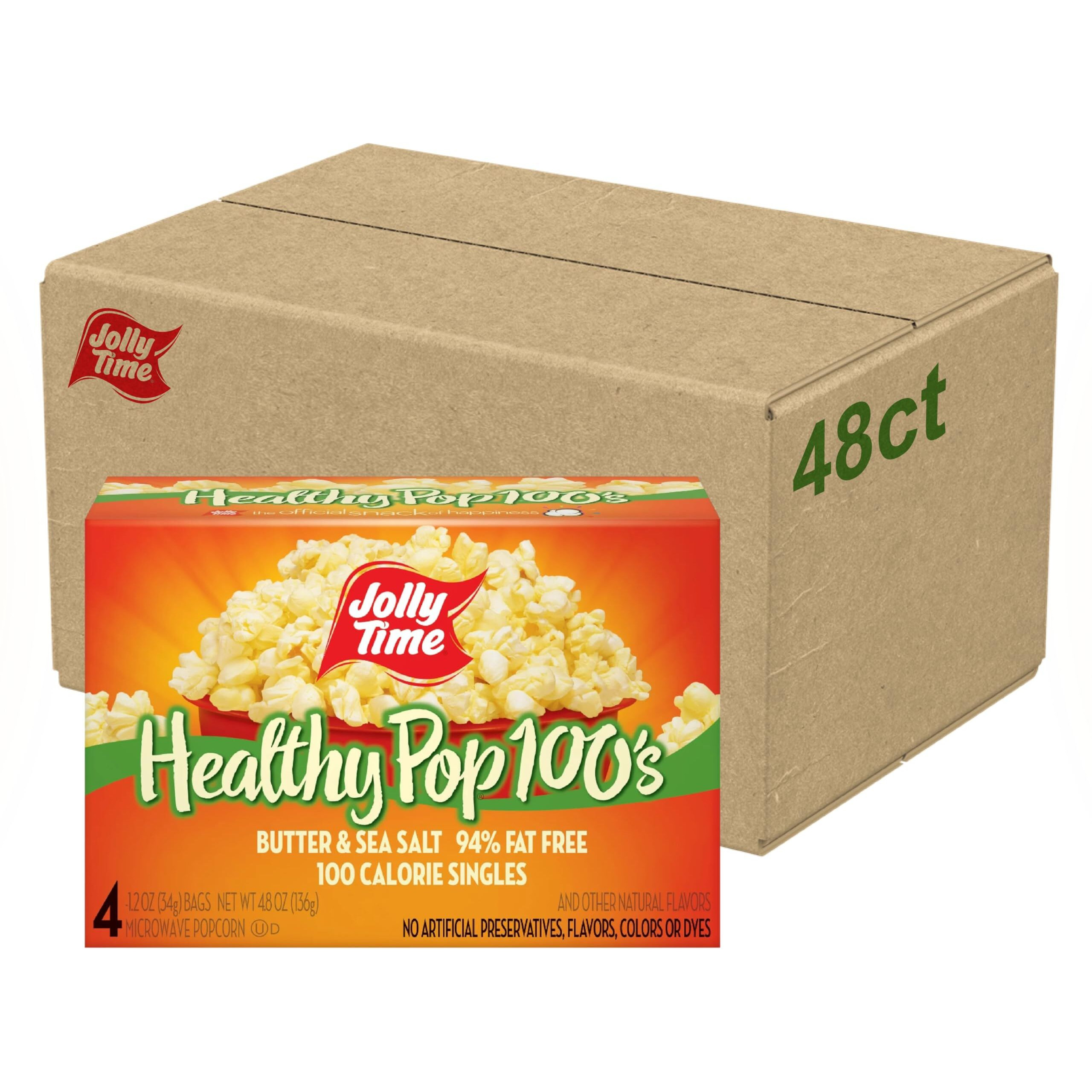 Jolly Time 100 Calorie Healthy Pop Butter Microwave Pop Corn - 4 Ct (Pack Of 12), Package May Vary