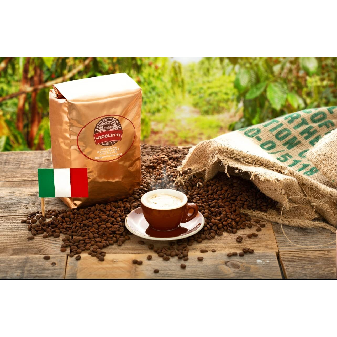 Nicoletti Coffee Espresso (100% Arabica M22 Roast) 2Lb Organic Whole Beans