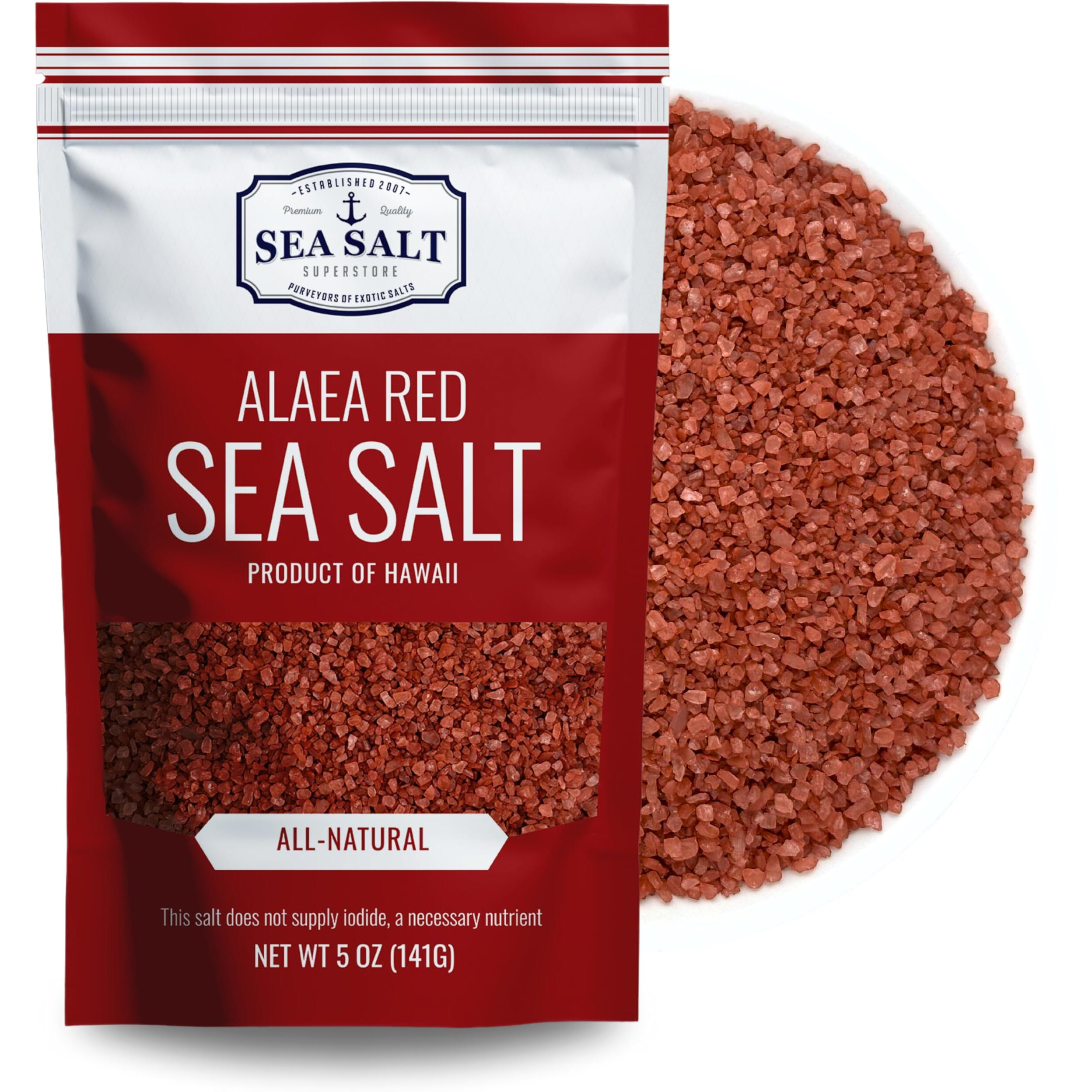 Alaea Red Hawaiian Sea Salt, Red Finishing Salt To Add Color To Any Dish, Made With Alaea Clay, 5 Oz Pouch - Sea Salt Superstore
