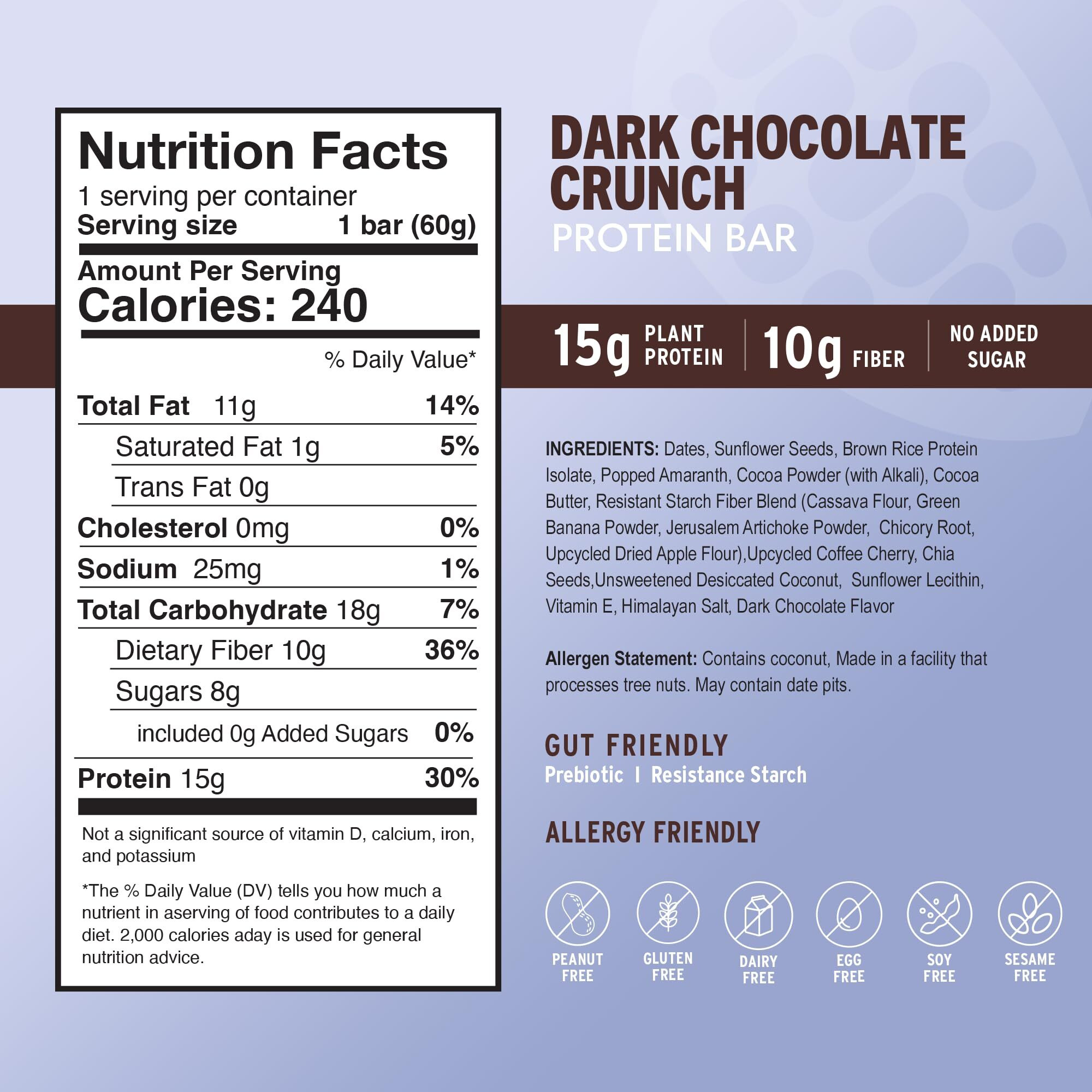 Amrita Dark Chocolate Quinoa Vegan Protein Bars, Peanut/Dairy Free, Soy & Gluten Free - 15G Plant Based Protein Bars, High Fiber, Low Sugar Meal Replacement Bar, Breakfast Bars