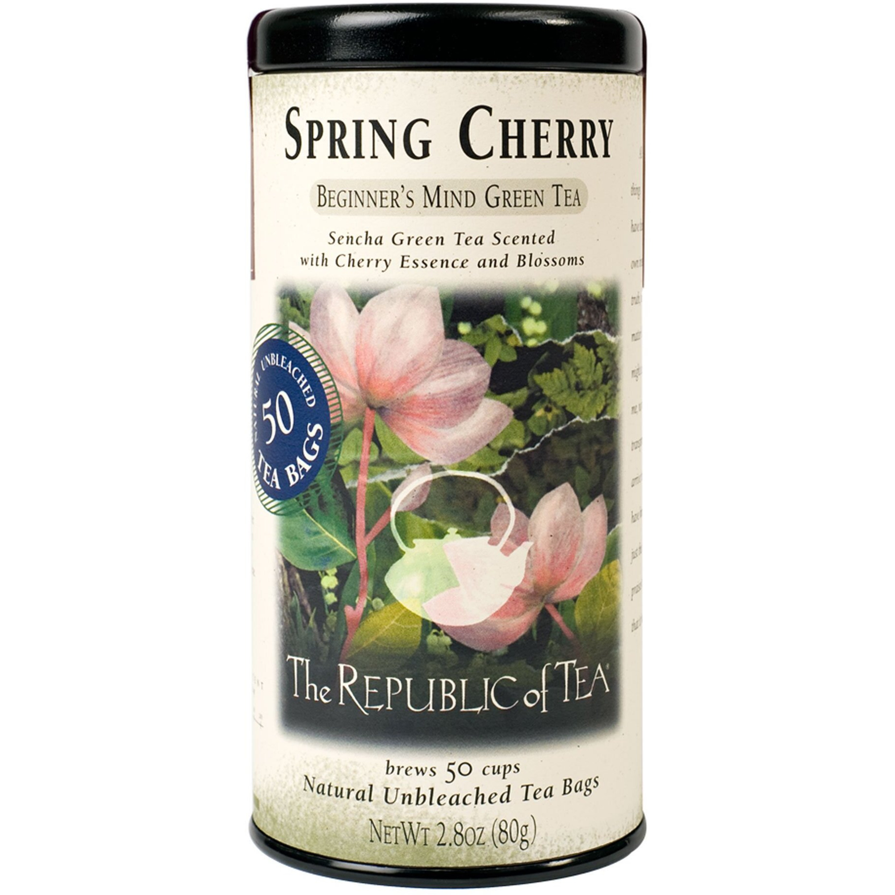 The Republic Of Tea Spring Cherry Green Tea, 50 Tea Bag Tin