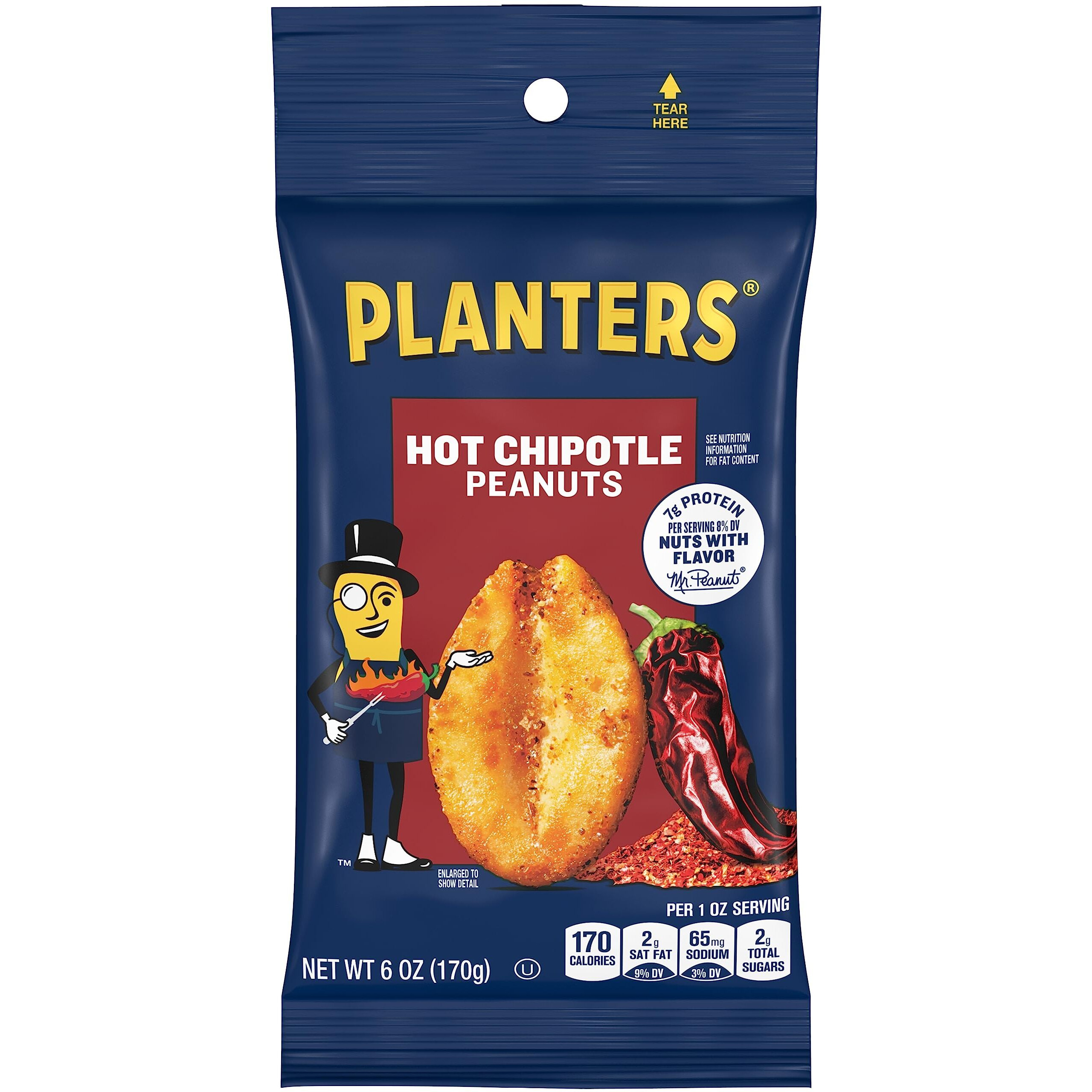 Planters Hot Chipotle Peanuts (12 Ct Pack, 6 Oz Packs)