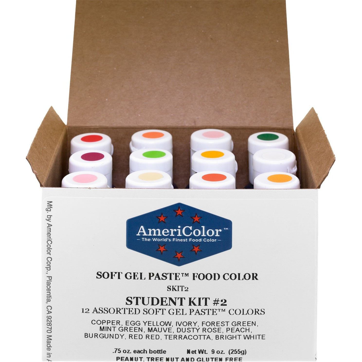 Food Coloring Americolor Student - Kit 2 12 .75 Ounce Bottles Soft Gel Paste Colors
