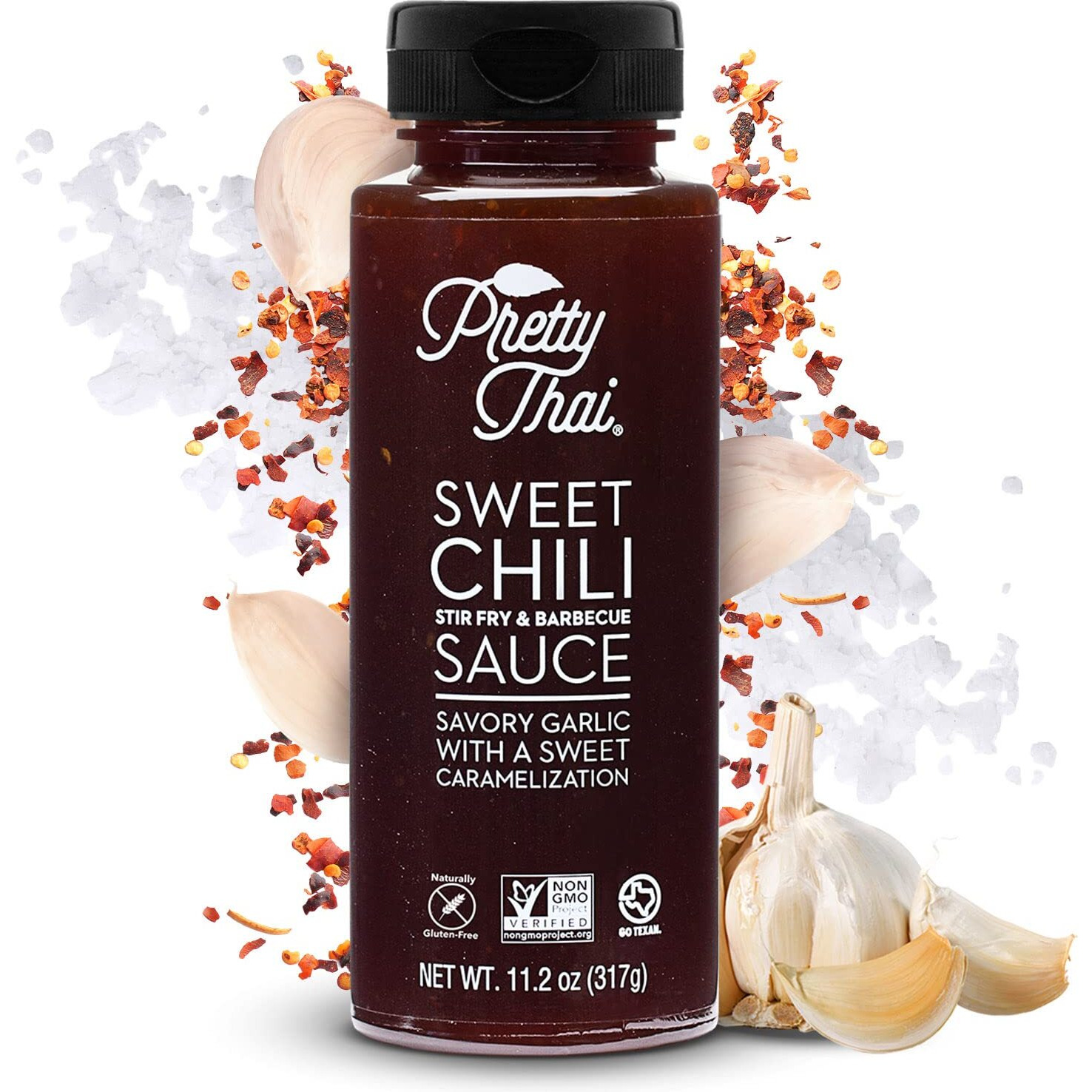 Pretty Thai Sweet Chili Sauce, Gluten Free Certified Non-Gmo Authentic Vegan Stir Fry, Bbq Condiment, Dipping Sauce, Rice Seasoning, 100% Natural