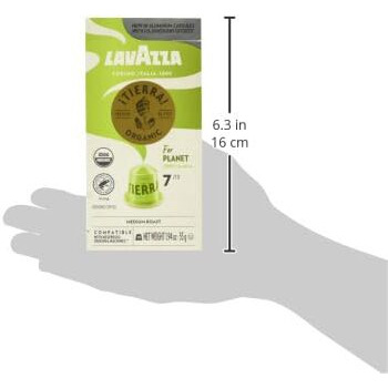 Lavazza Tierra Planet Usda Organic Espresso Aluminum Capsules Compatible With Nespresso Original Machines, 10 Count, Medium Roast, 100% Arabica, Intensity 7 Of 13