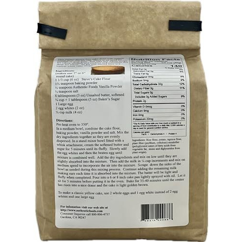 Authentic Foods Steve's Gluten Free Cake Flour Blend, 3 Pound