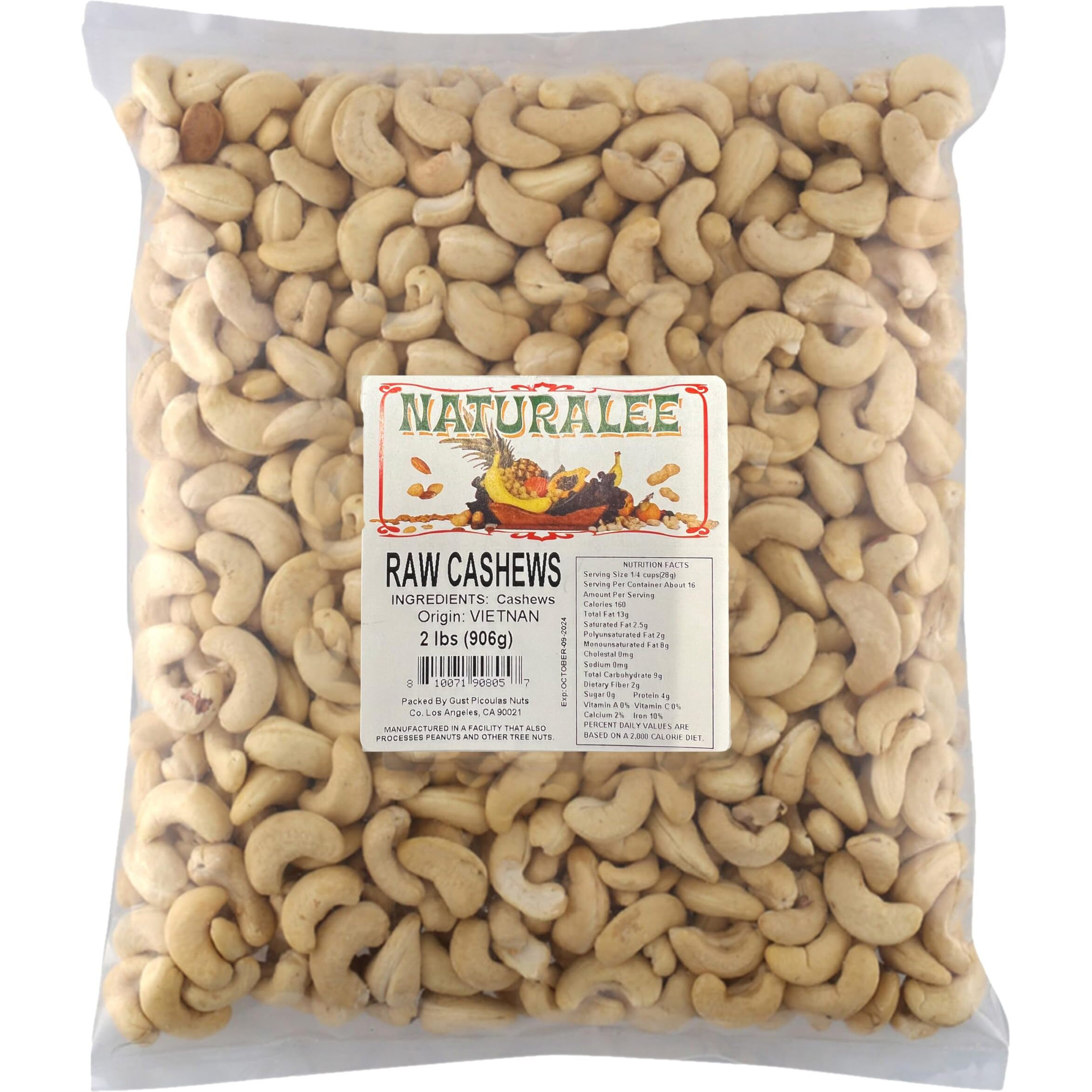 Naturalee Cashews 2 Lbs - Raw, Unsalted - Natural Heart Healthy Snack