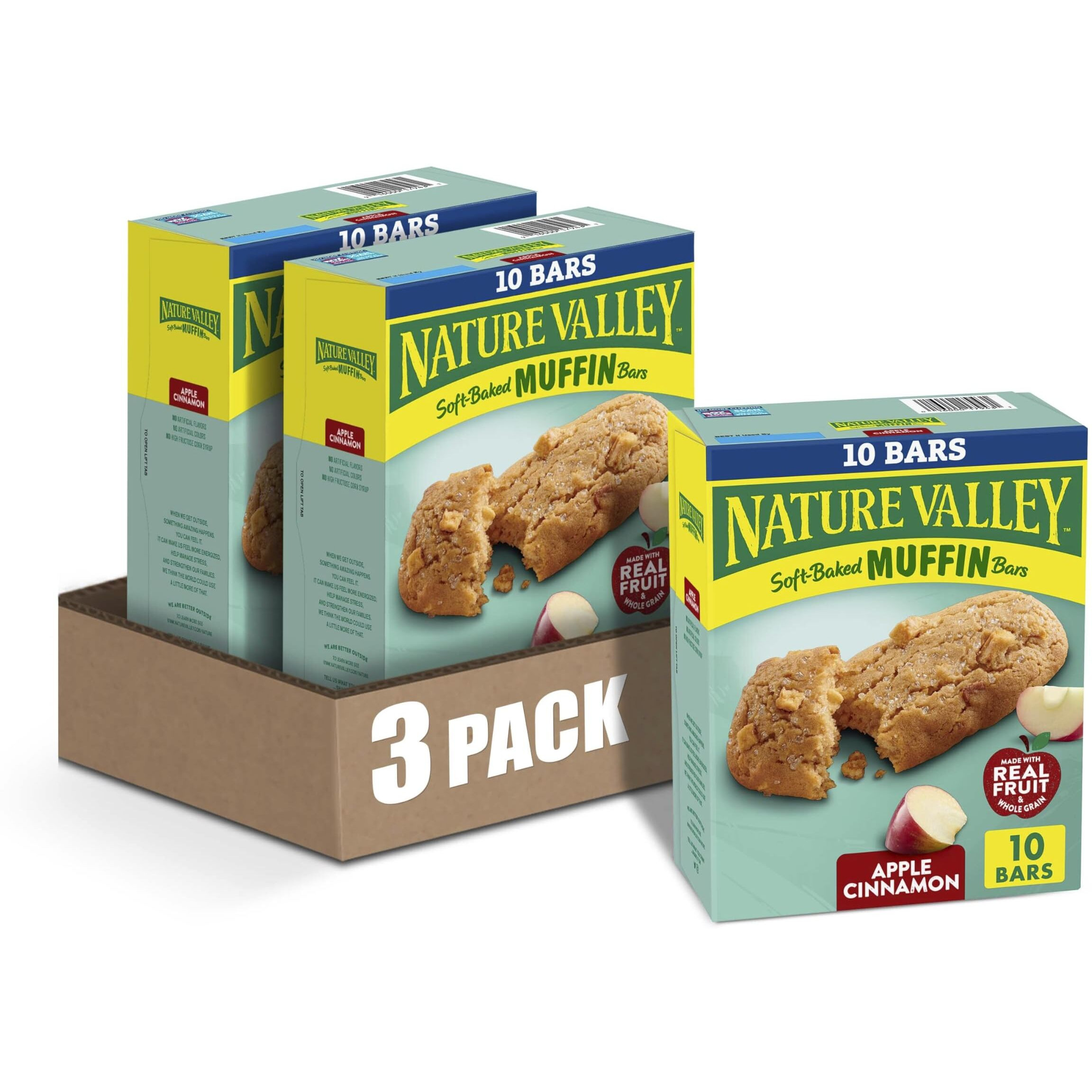 Nature Valley Soft-Baked Muffin Bars, Apple Cinnamon, Snack Bars, 10 Ct (Pack Of 3)