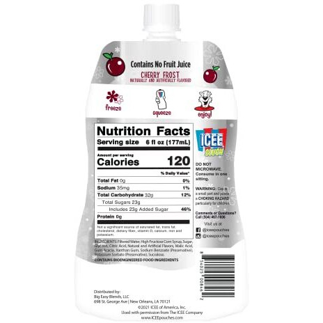 Icee Slush Cherry Frost Frozen Fruit Juice 6 Fl Oz Pouches - Just Freeze & Squeeze For Instant Slushy Maker, Great For Birthday Party, Lunchbox, No Icee Machine Needed, 24 Pack